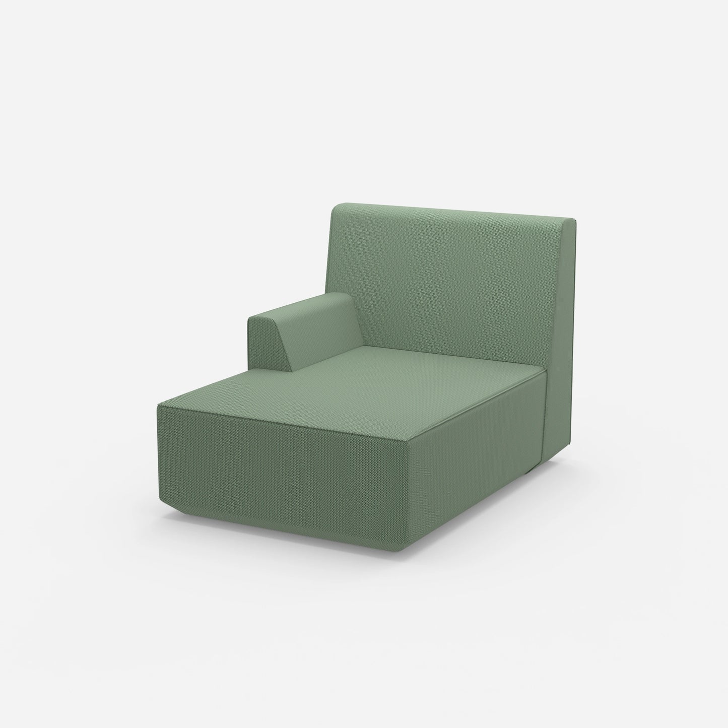 Green chaise longue 100 cm wide from the side