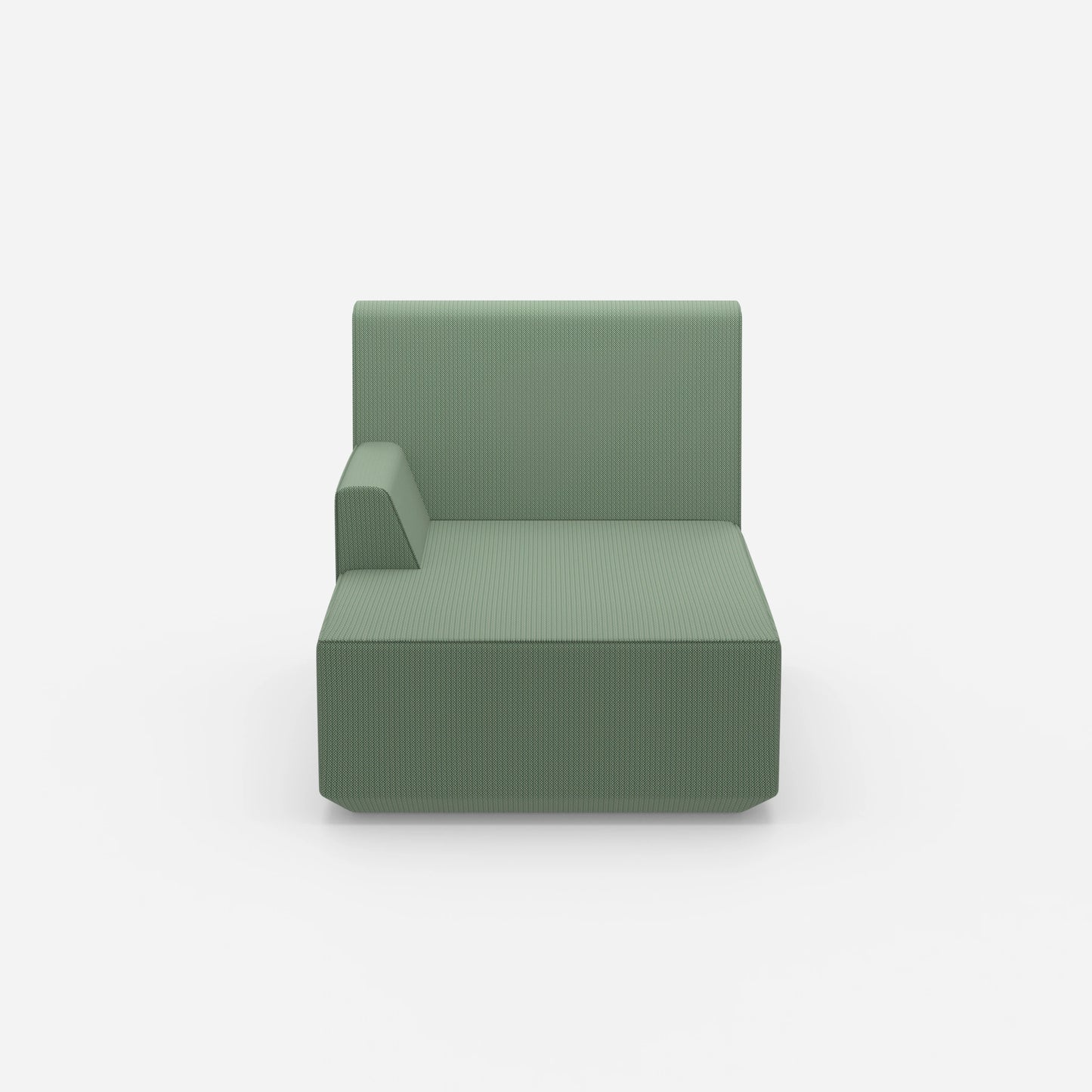 Green recamiere 100 cm wide from the front