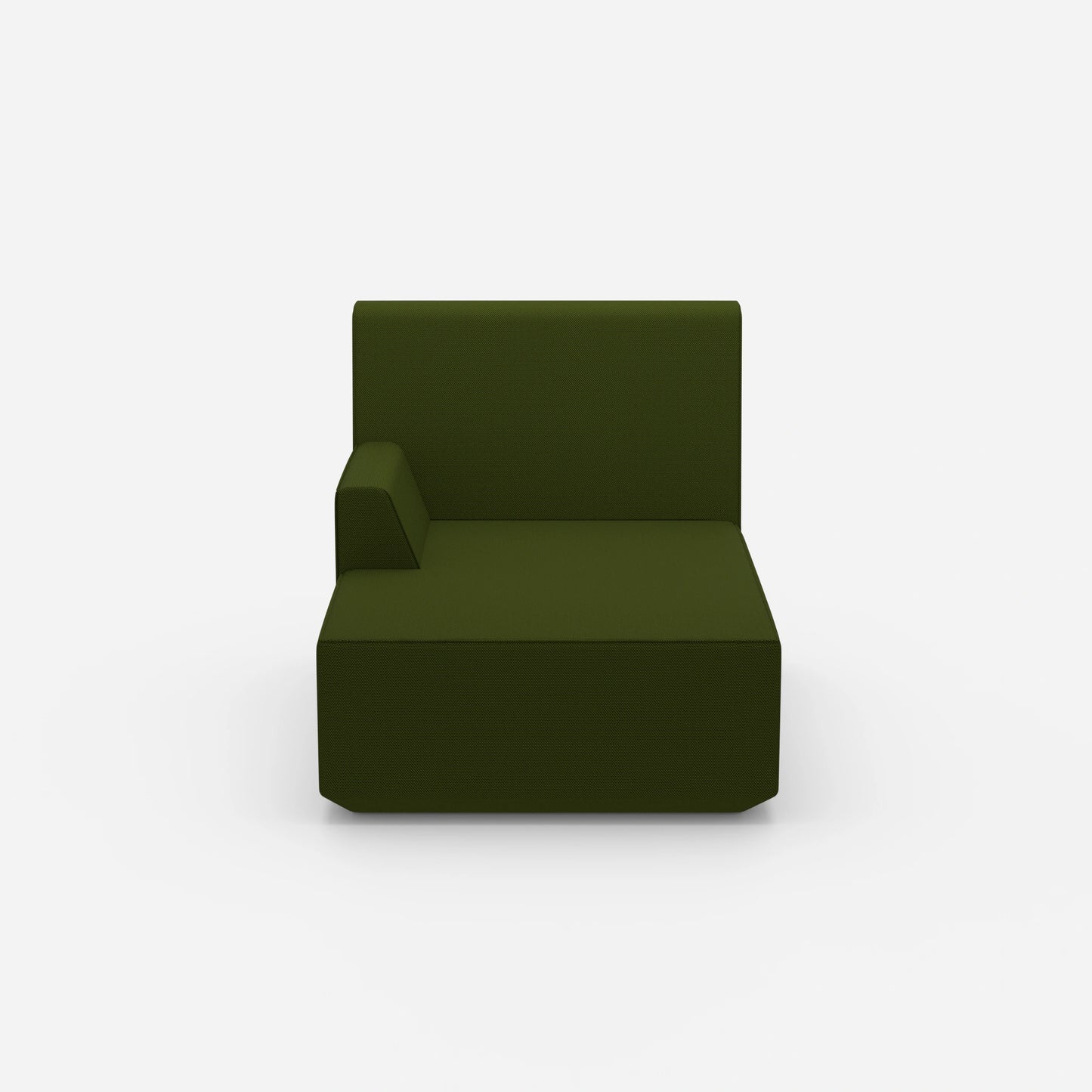 Green recamiere 100 cm wide from the front