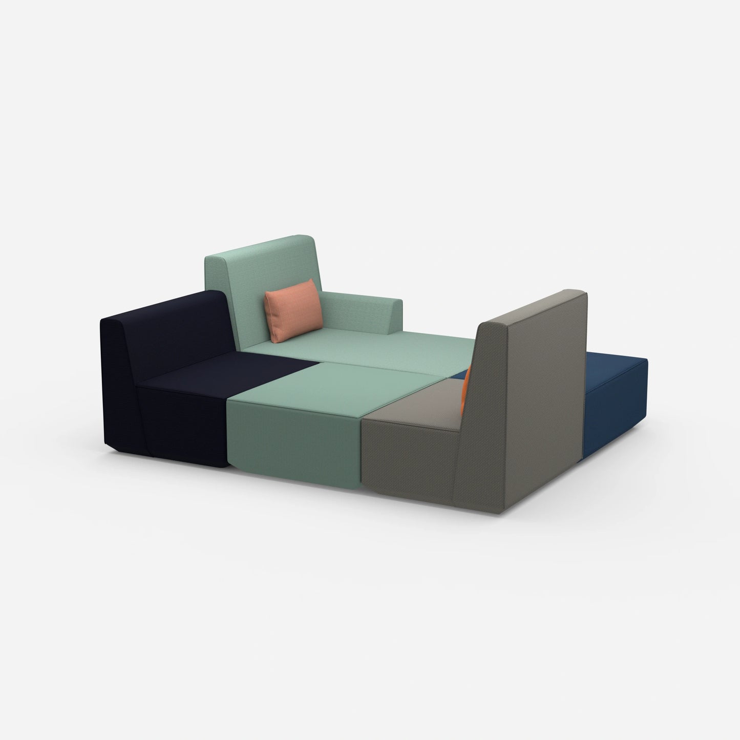 Individual, spacious sofa landscape from the side