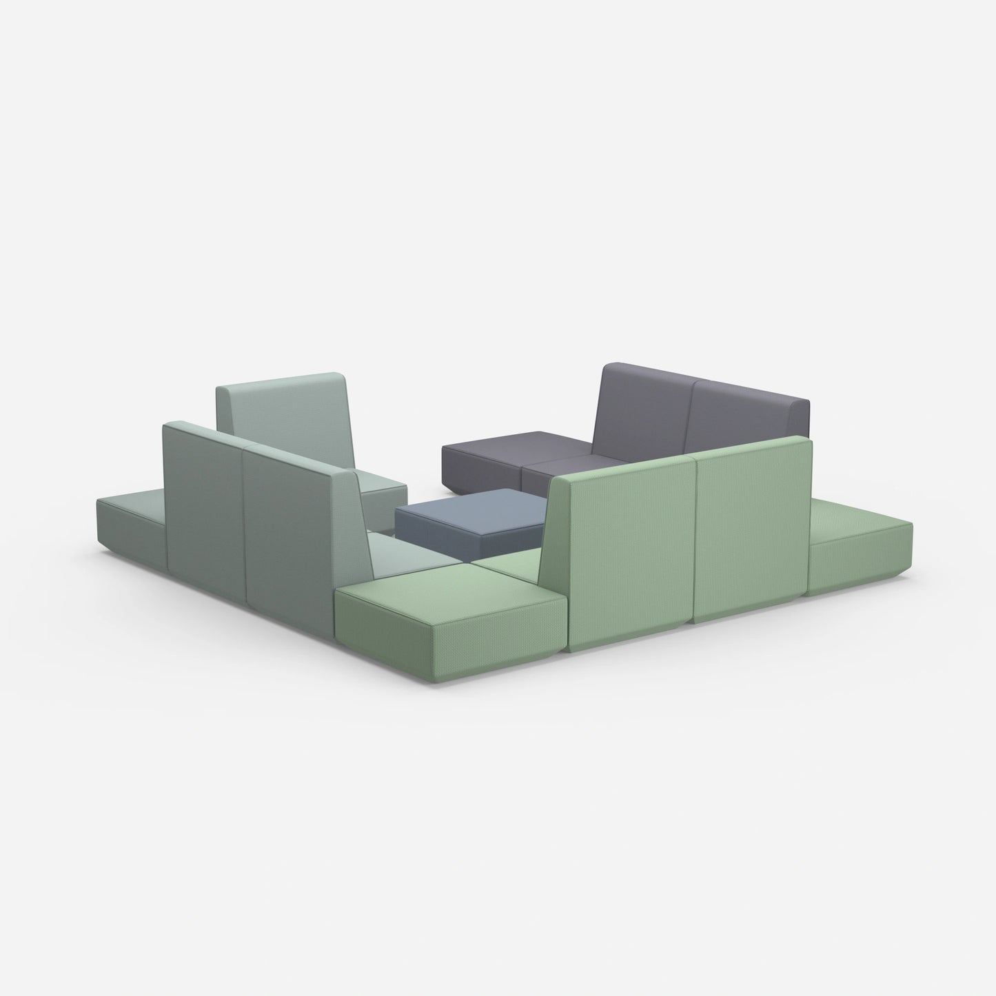 Communicative sofa island from behind