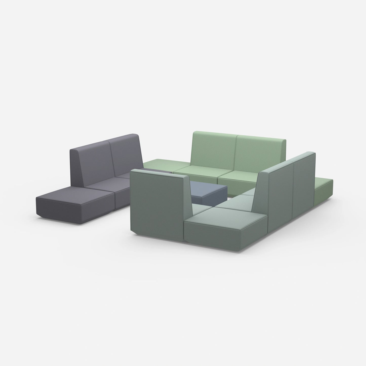 Communicative sofa island from the side