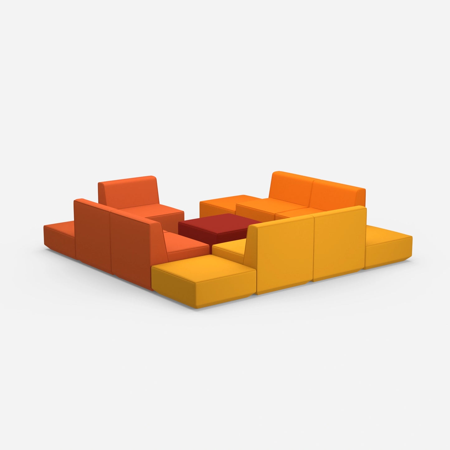 Communicative sofa island from behind