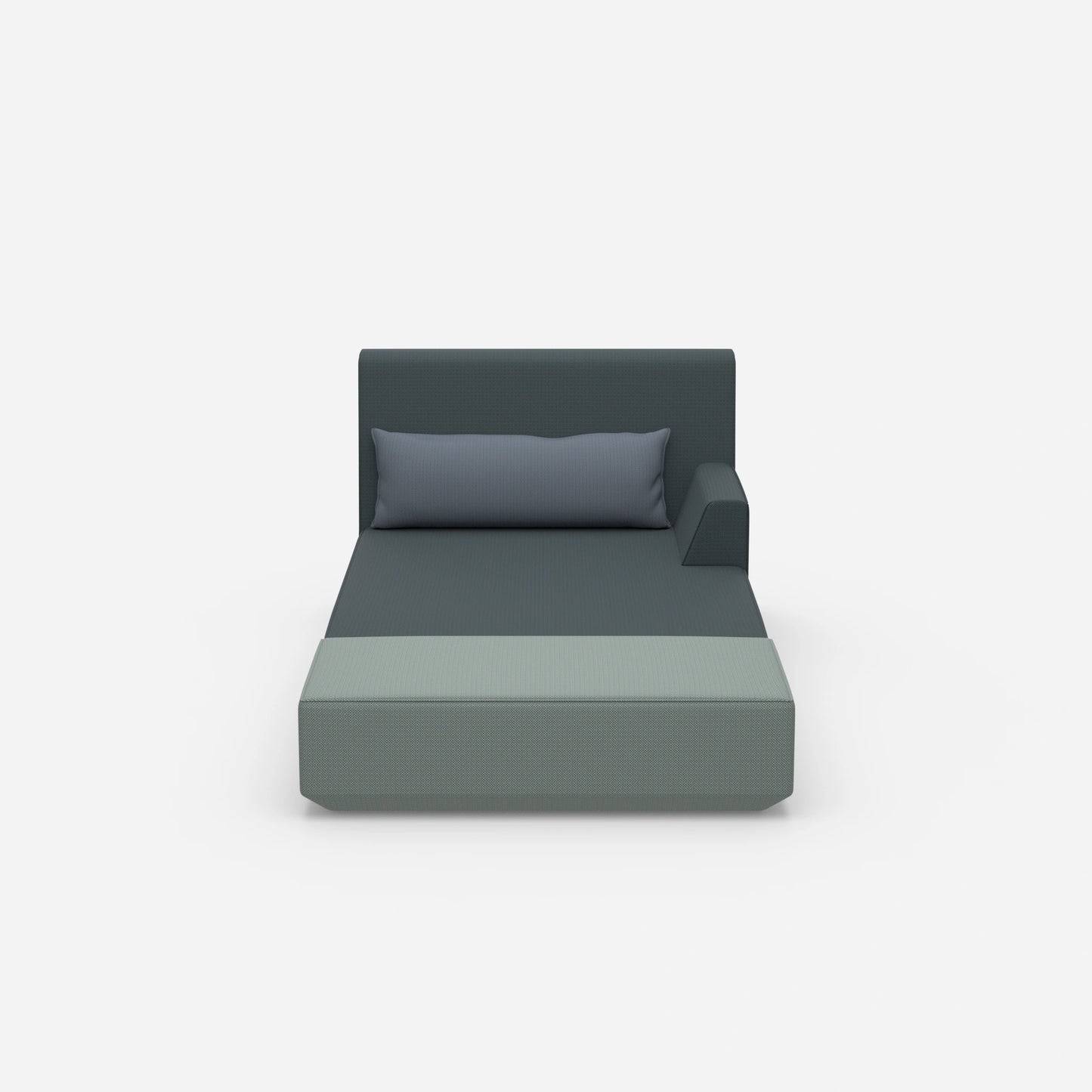 Modern chaise longue for sleeping from the front