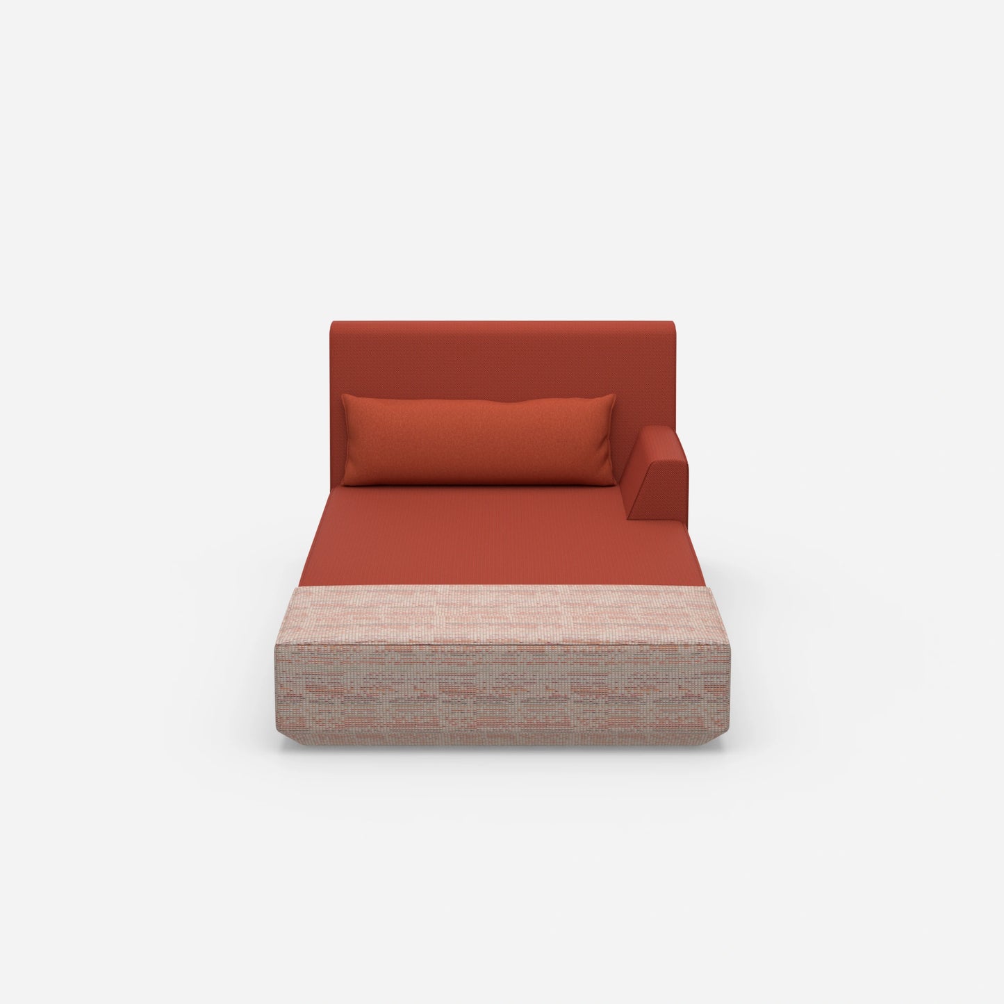 Modern chaise longue for sleeping from the front
