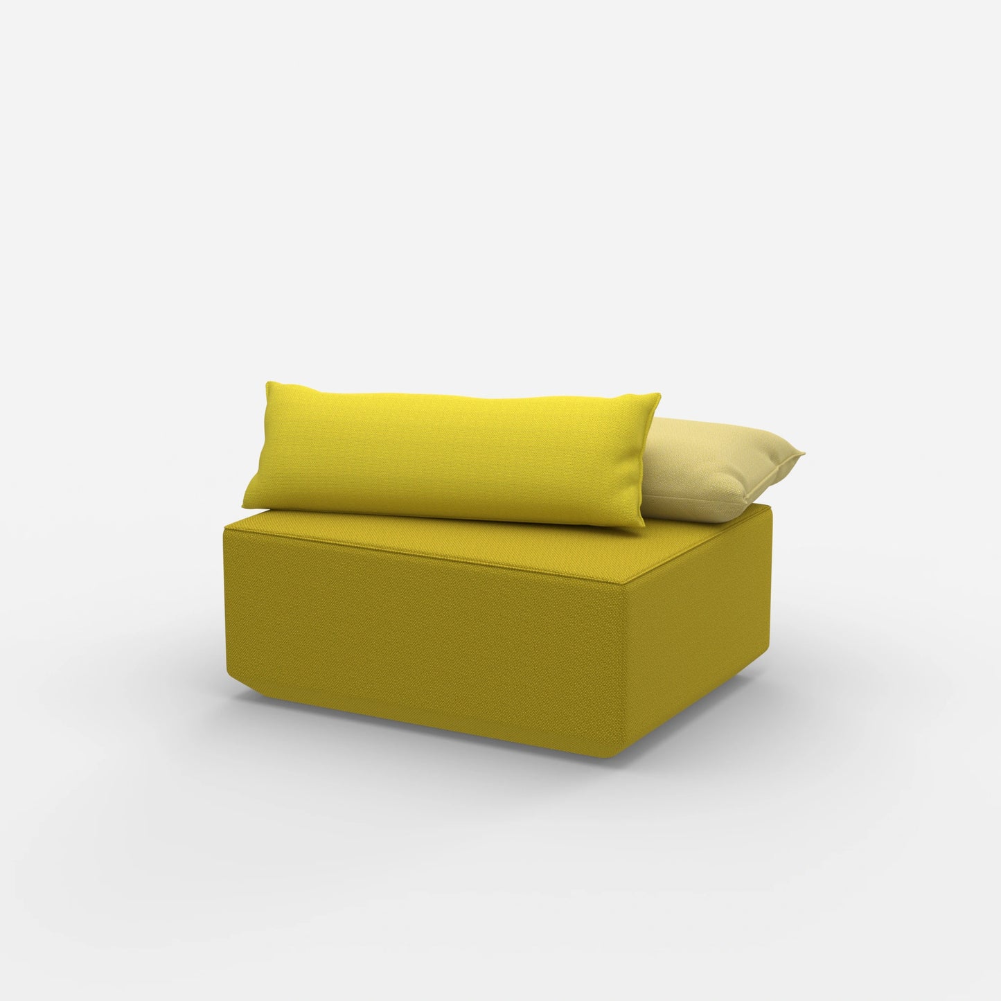 Modern yellow pouf from the side
