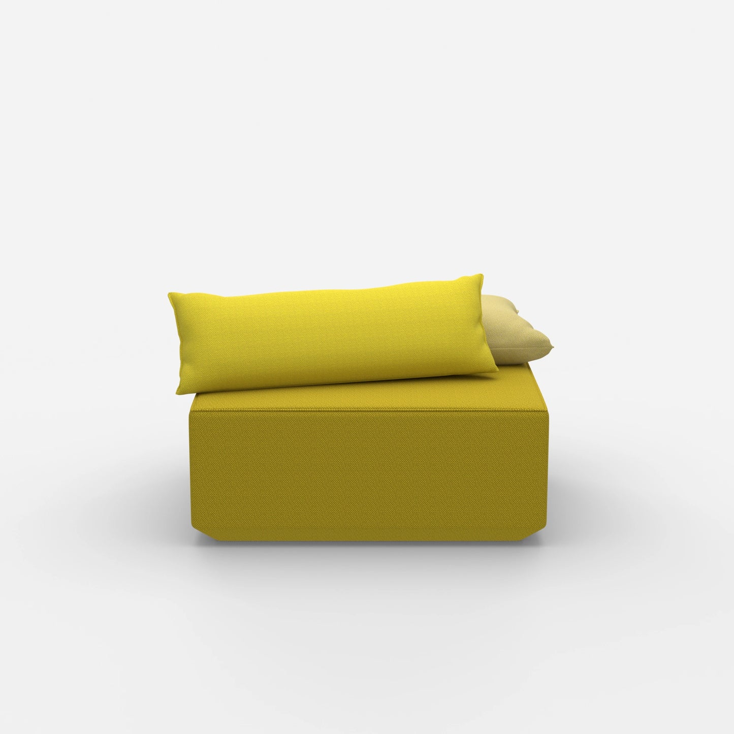 Modern yellow pouf from the front