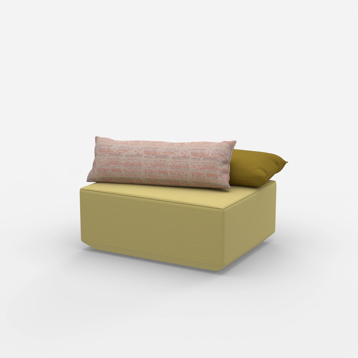 Modern yellow pouf from the side