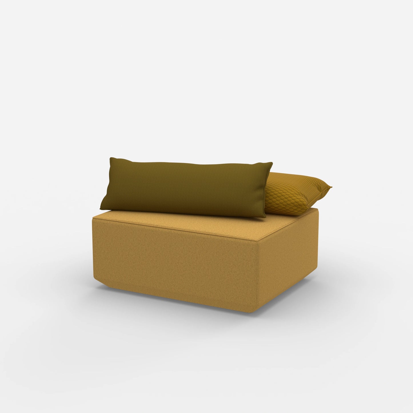 Modern yellow pouf from the side