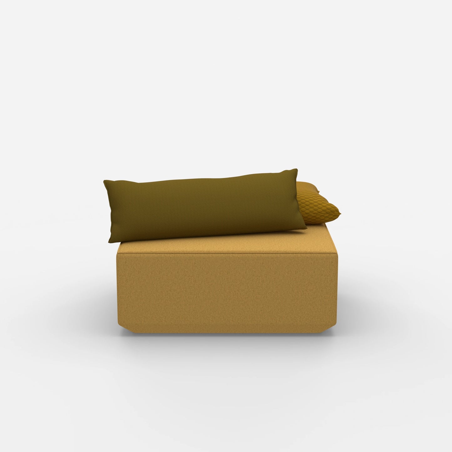 Modern yellow pouf from the front