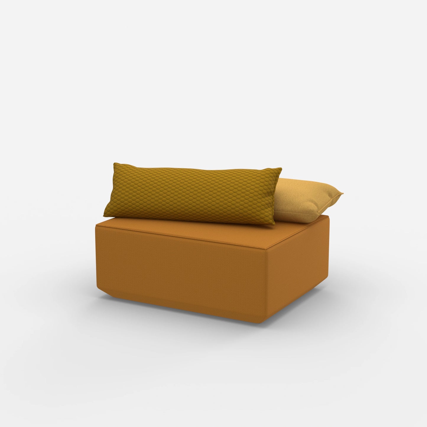 Modern yellow pouf from the side