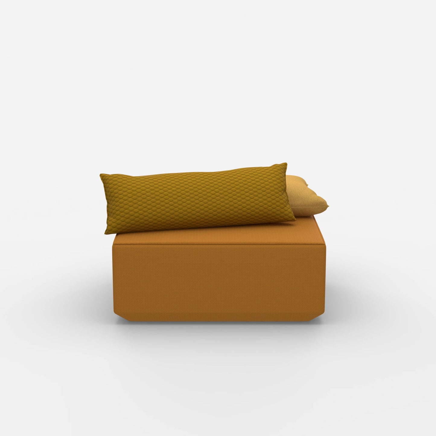 Modern yellow pouf from the front