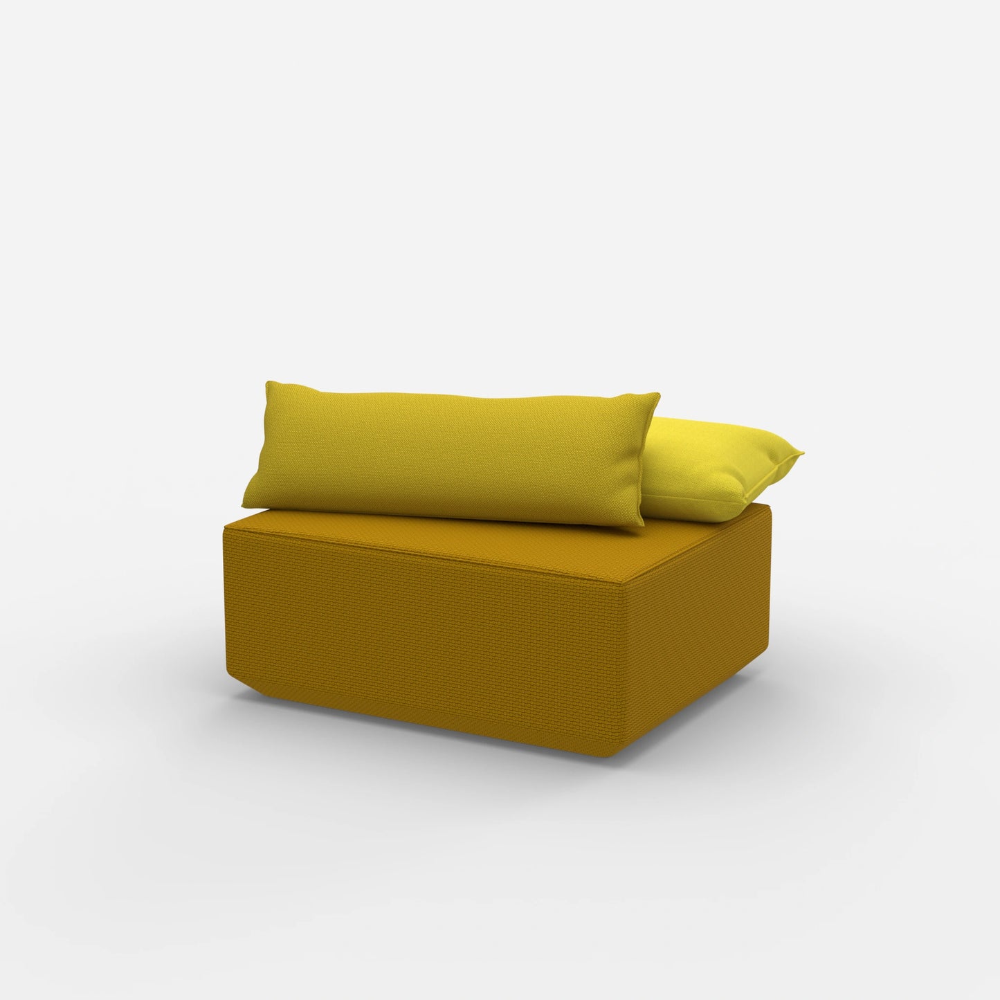 Modern yellow pouf from the side