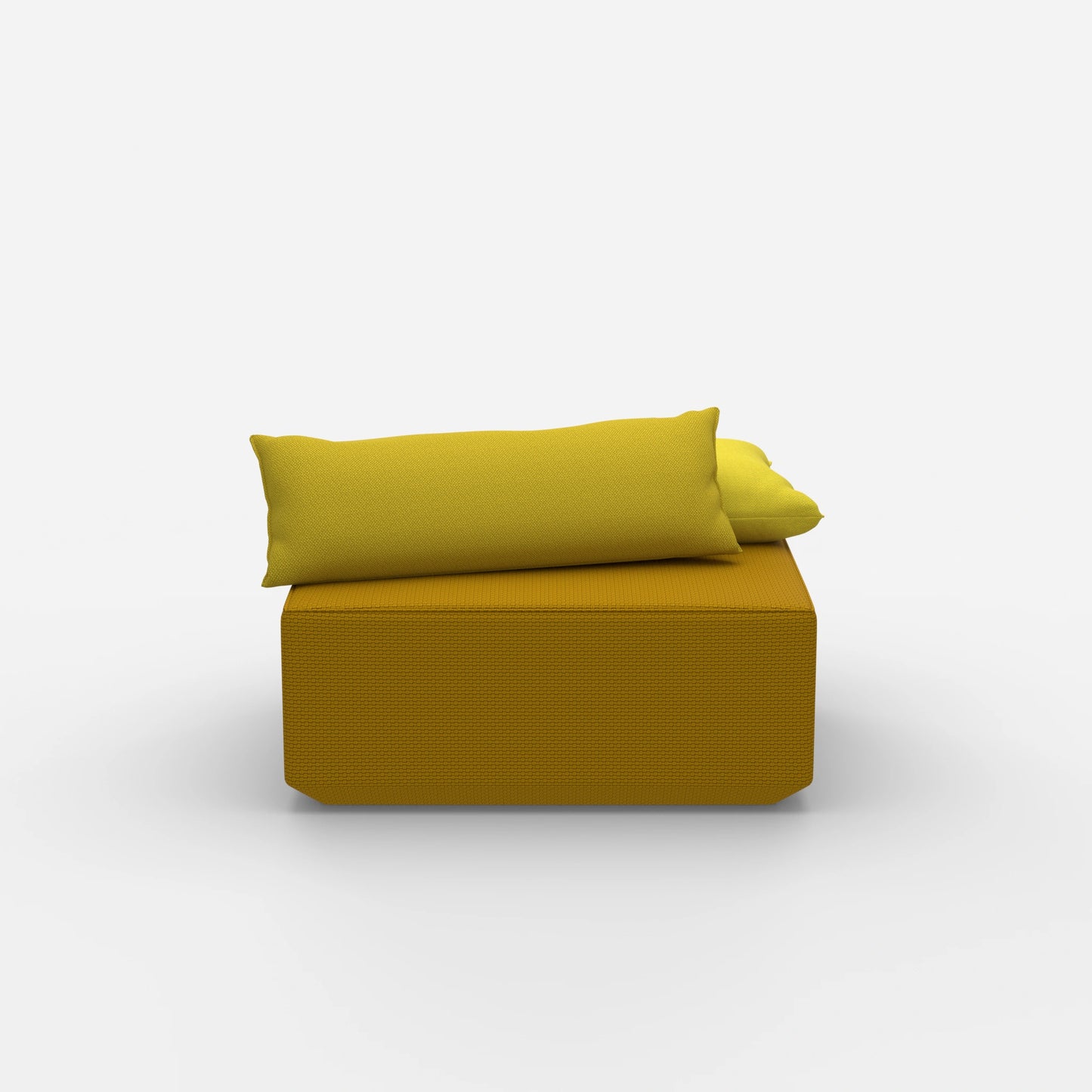 Modern yellow pouf from the front
