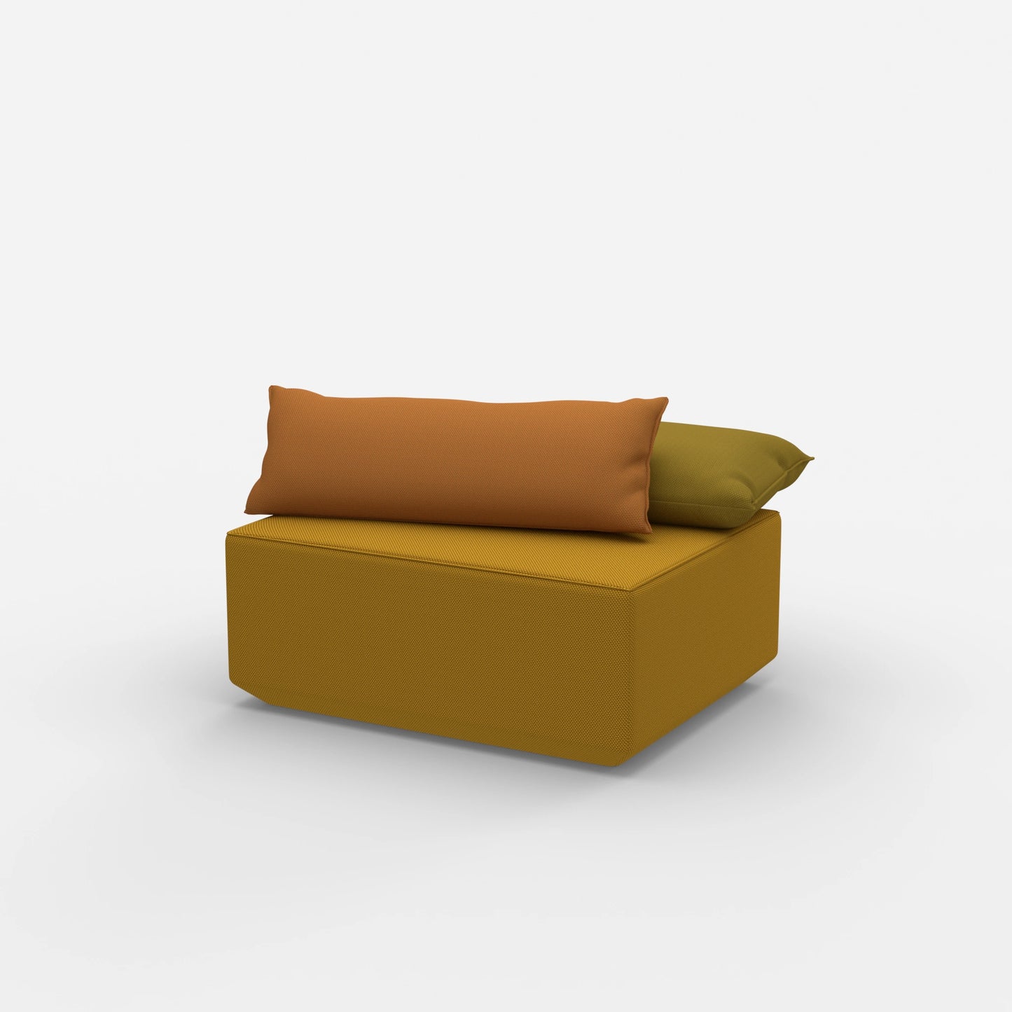 Modern yellow pouf from the side