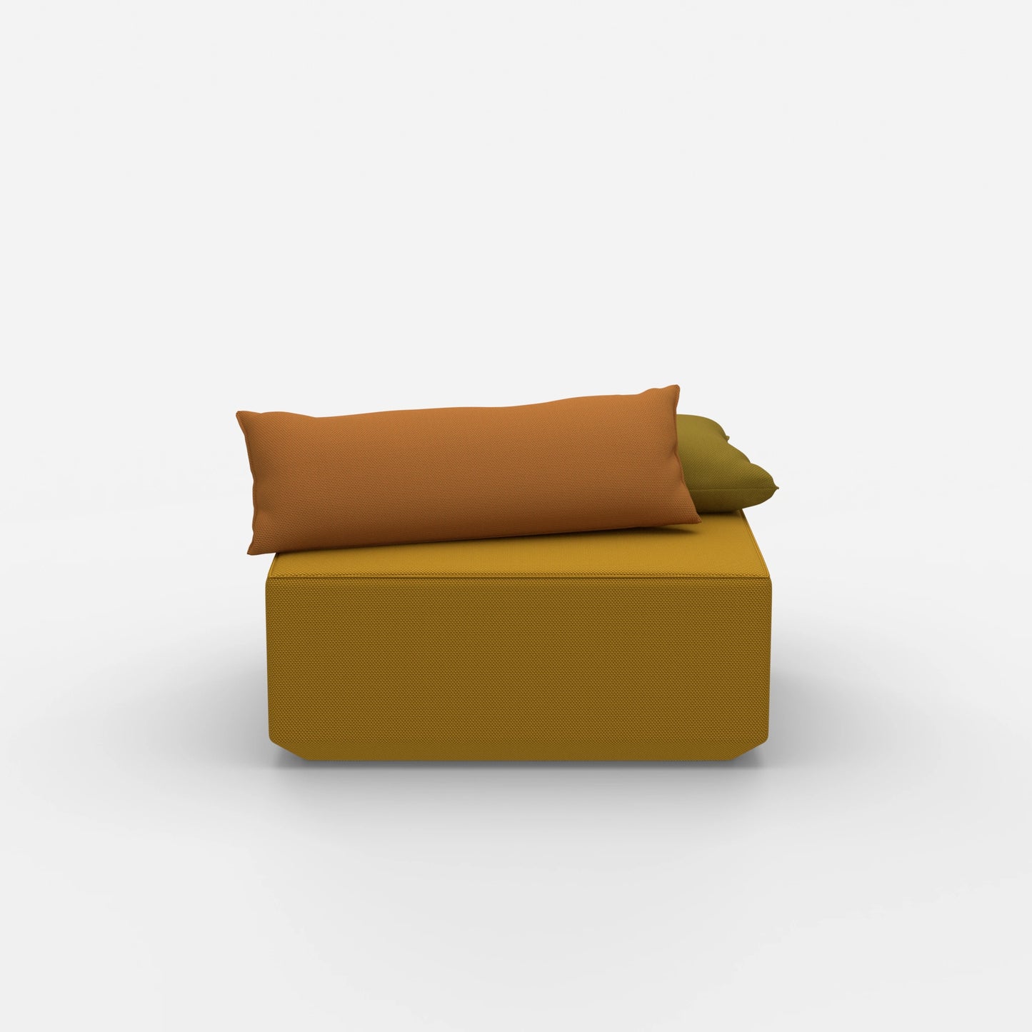 Modern yellow pouf from the front