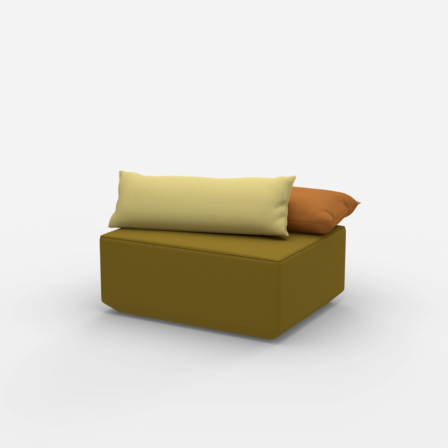 Modern yellow pouf from the side