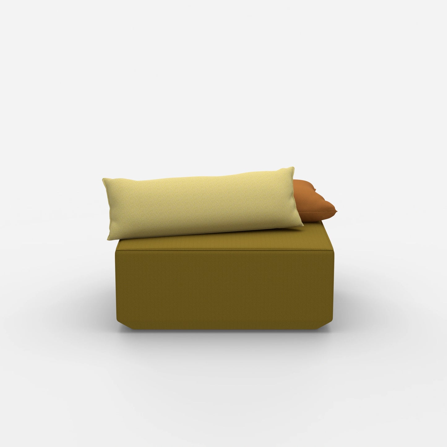 Modern yellow pouf from the front