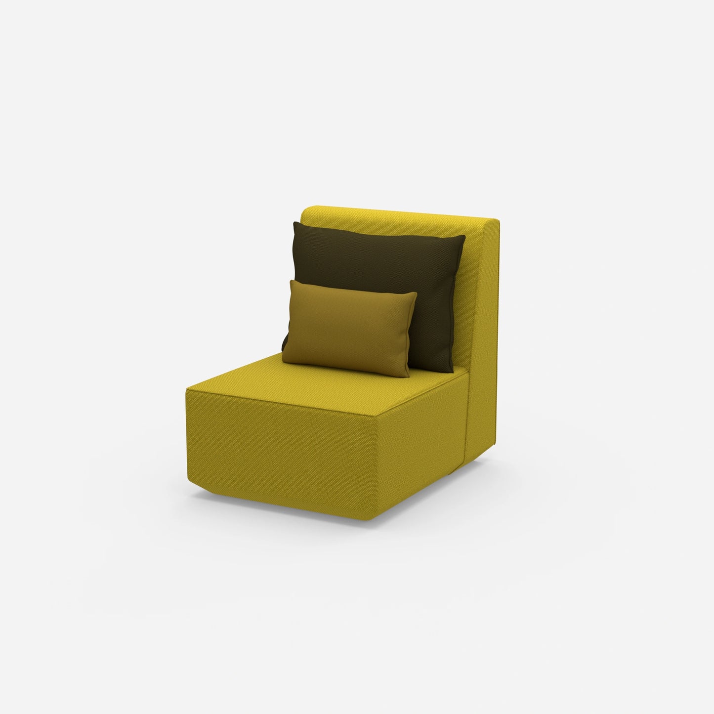 Modern armchair with high backrest from the side