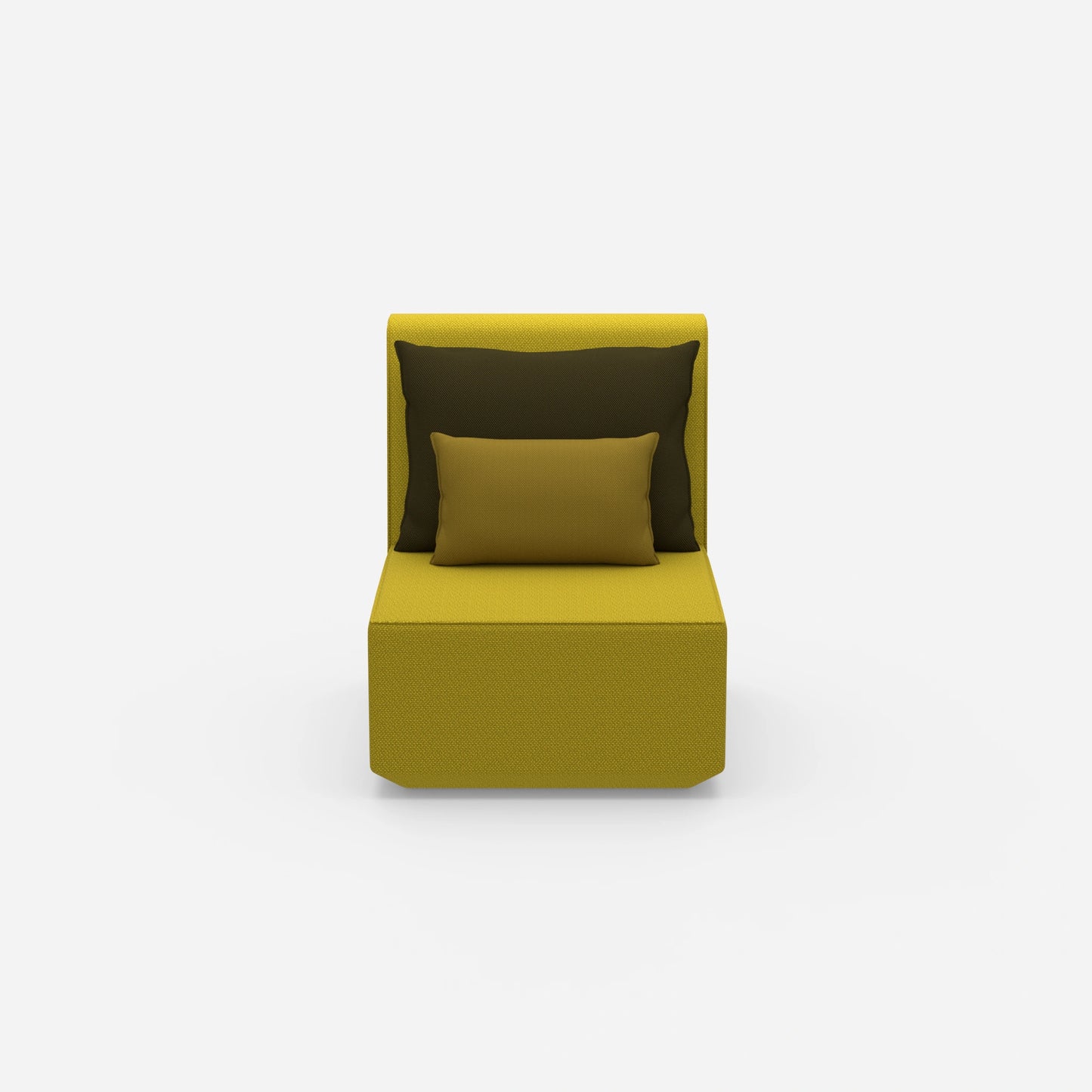 Modern armchair with high backrest from the front