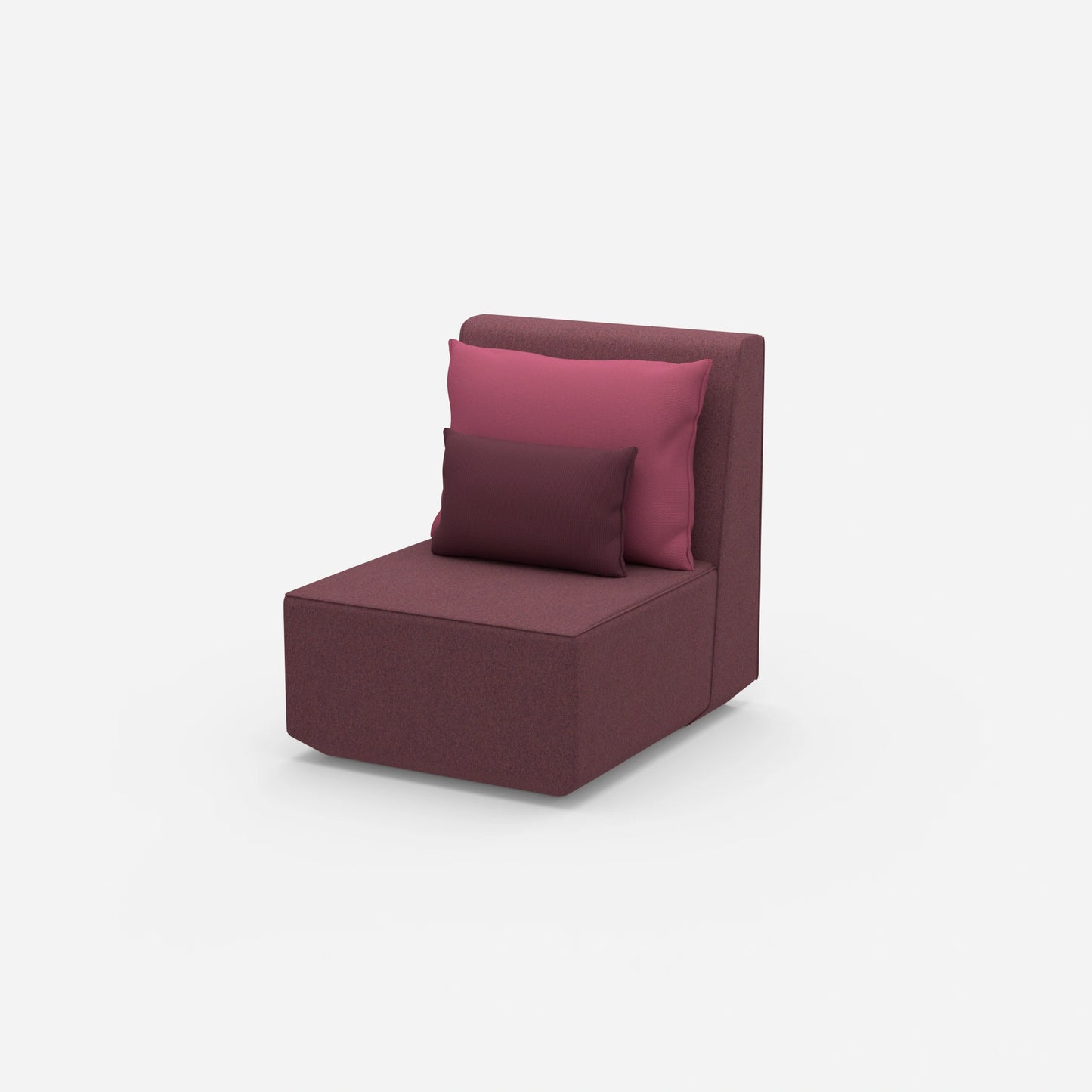 Modern armchair with high backrest from the side