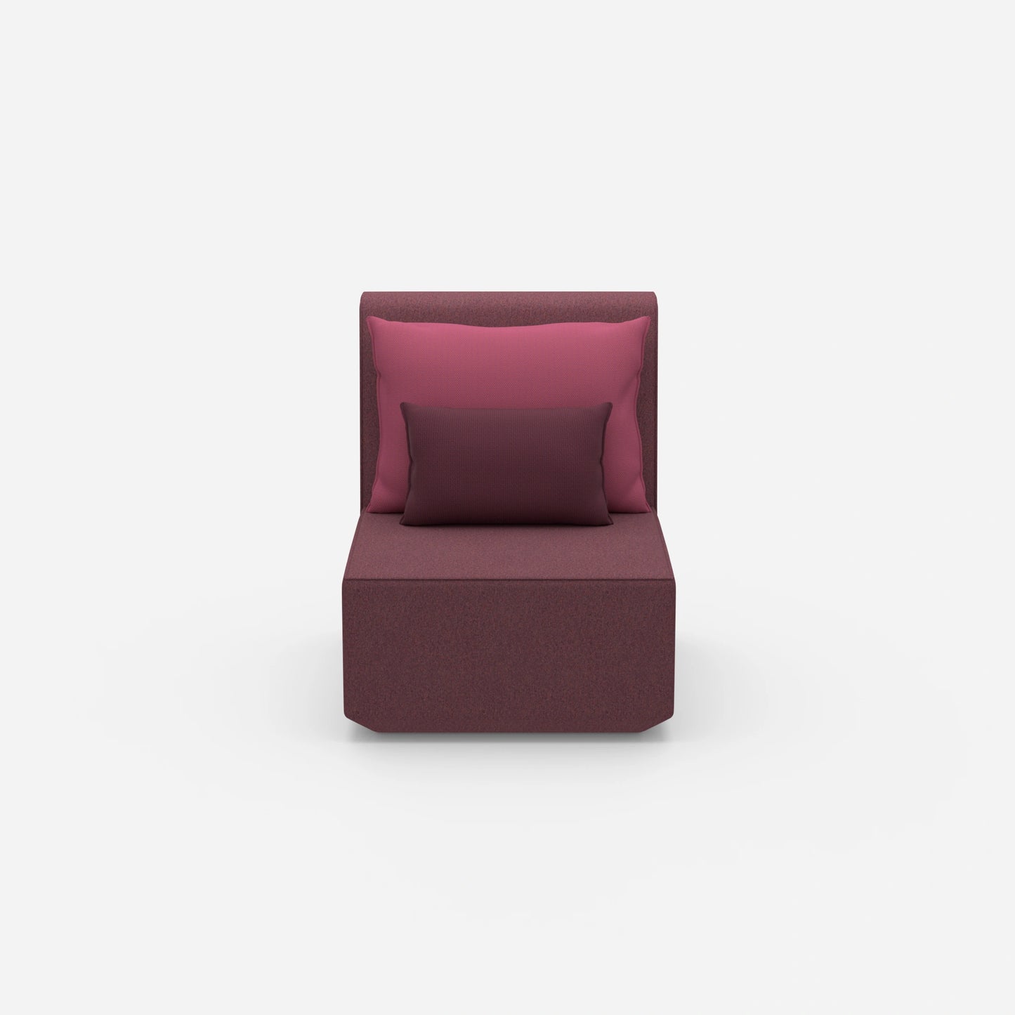 Modern armchair with high backrest from the front