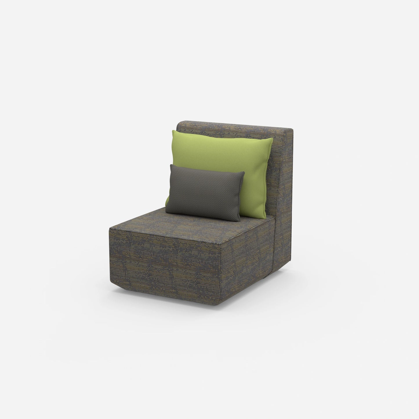 Modern armchair with high backrest from the side
