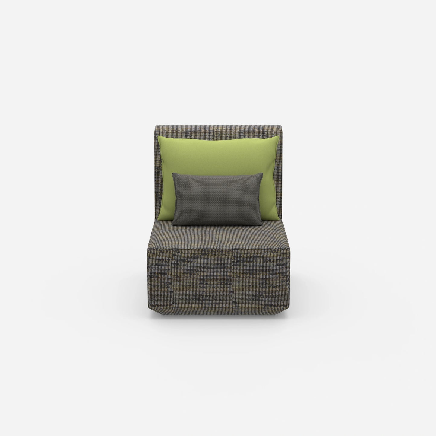 Modern armchair with high backrest from the front