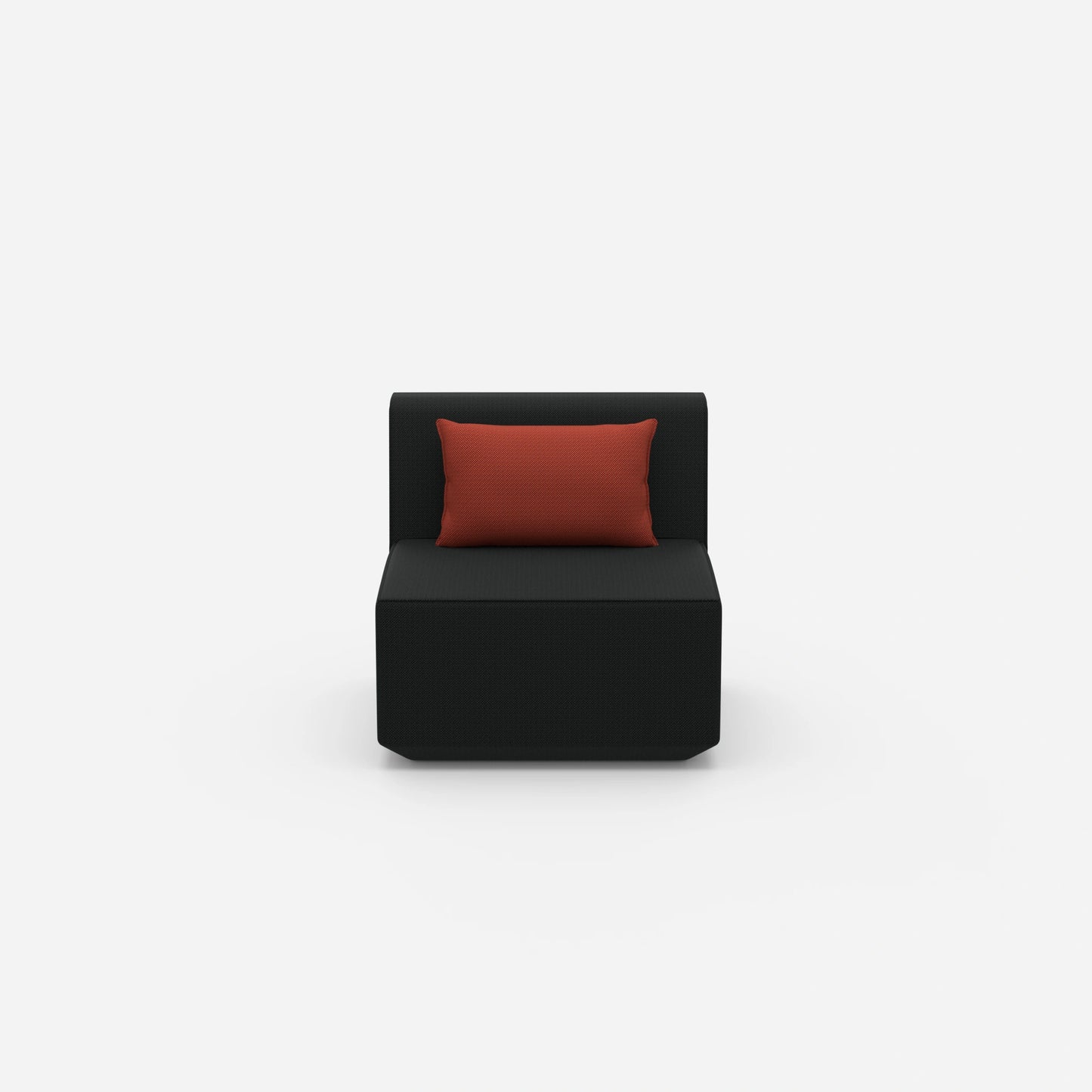 Modern armchair without backrest from the front