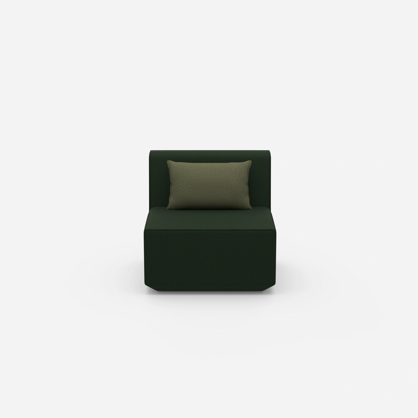 Modern armchair without backrest from the front