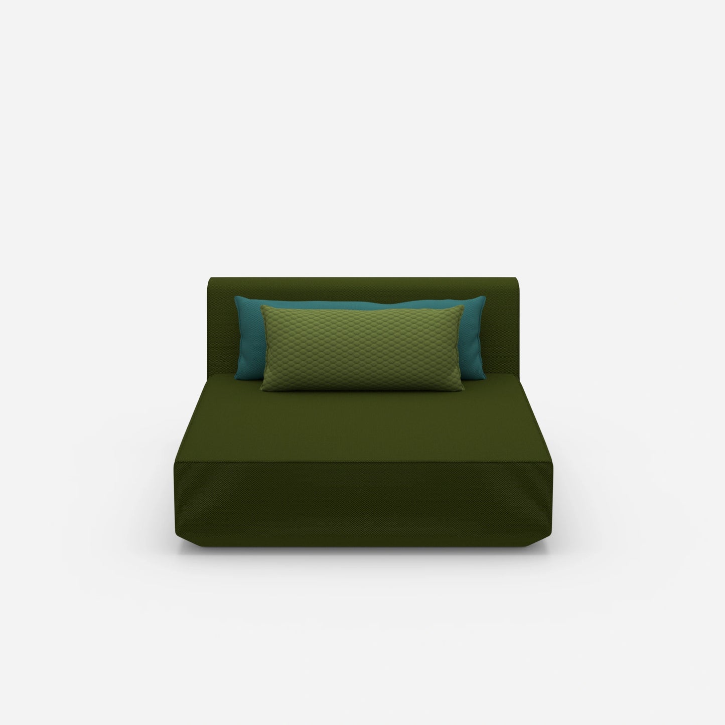 Modular wide chaise longue from the front