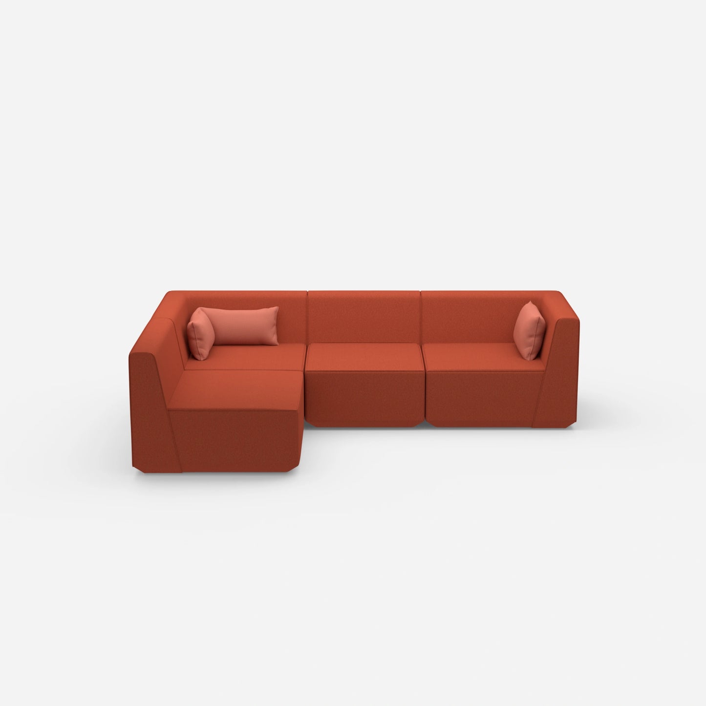 Modular sofa as a landscape in orange from the front