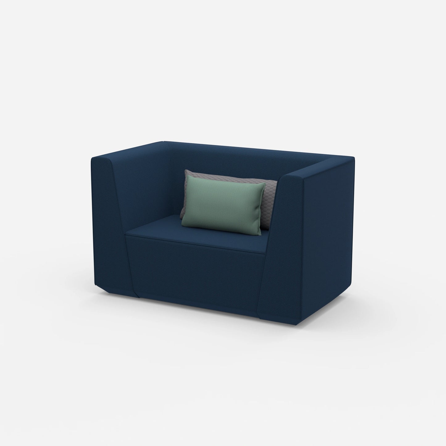 Upholstered armchair with high backrest from the side