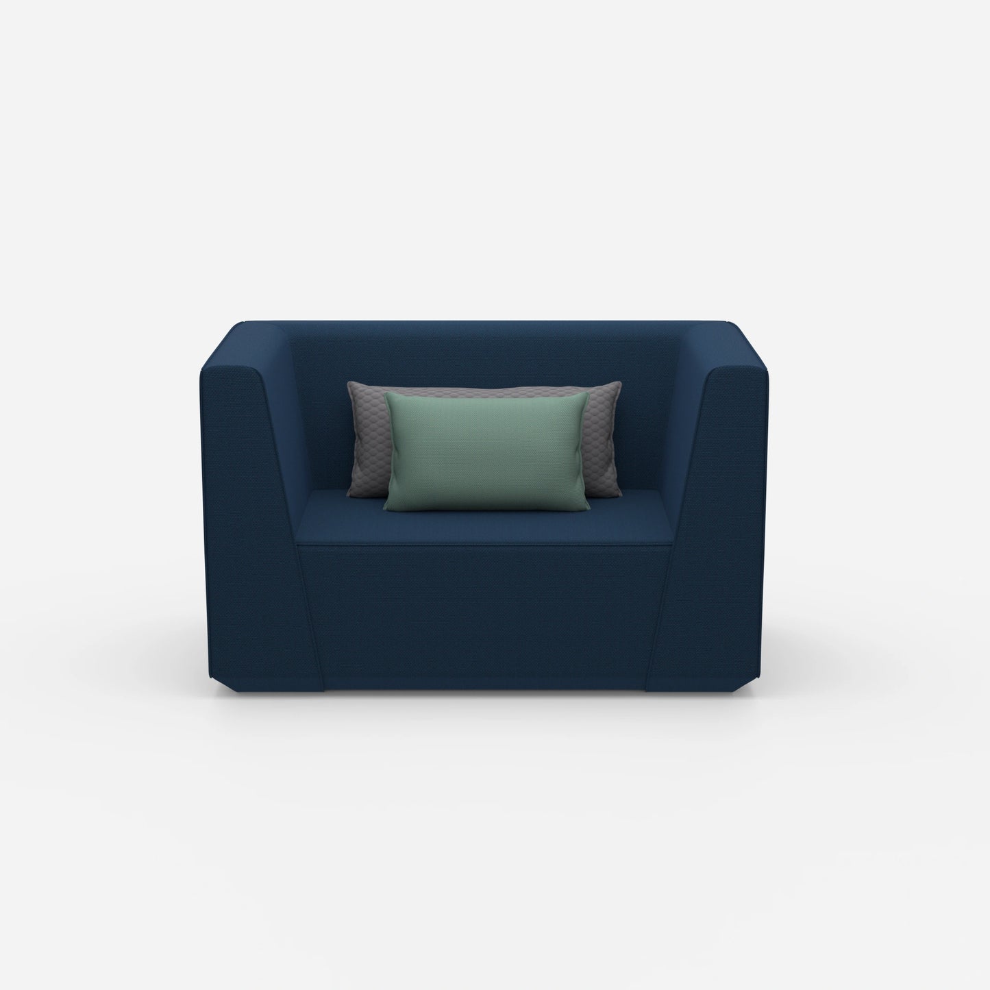 Upholstered armchair with high backrest from the front