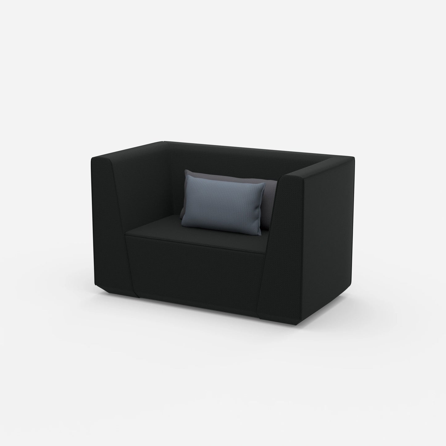 Upholstered armchair with high backrest from the side