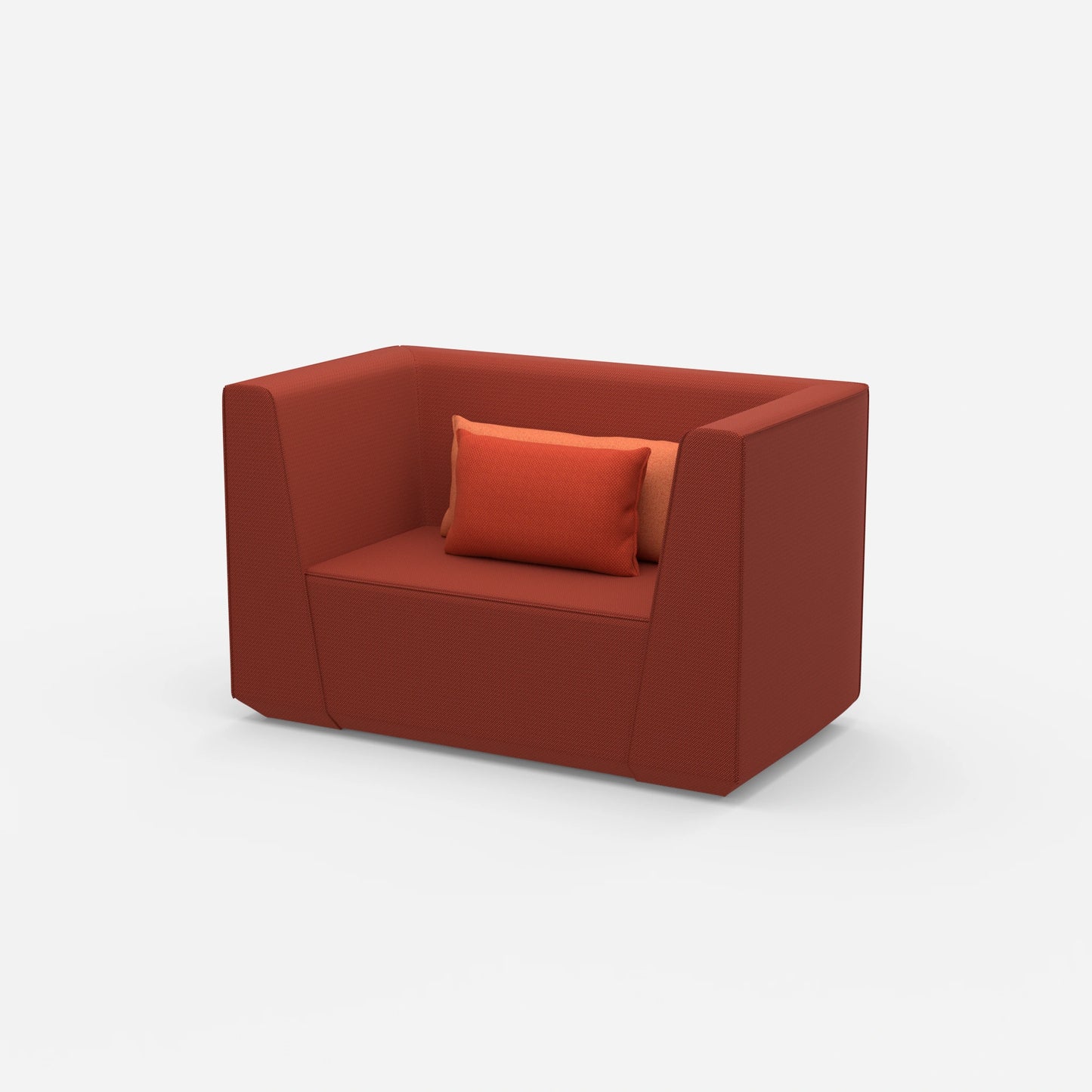 Upholstered armchair with high backrest from the side