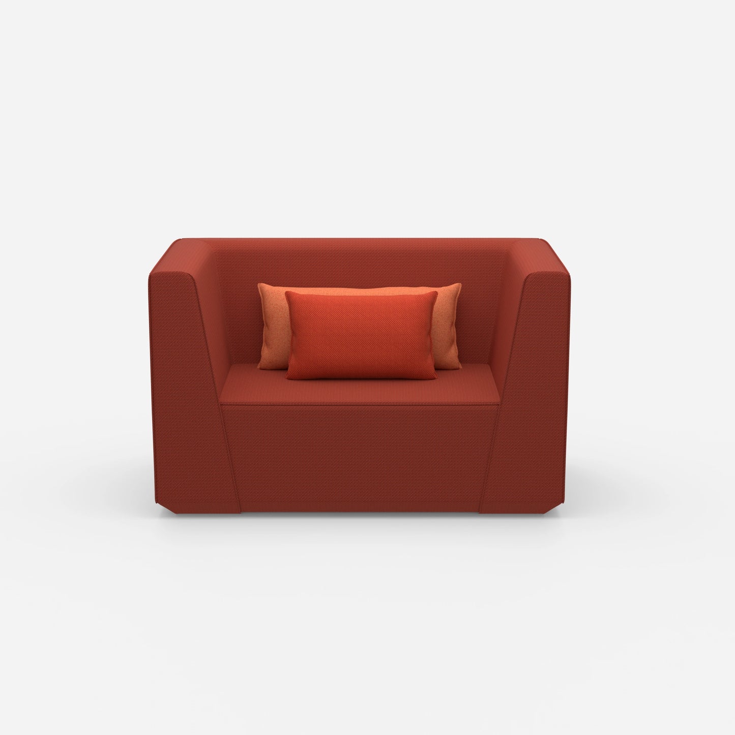 Upholstered armchair with high backrest from the front