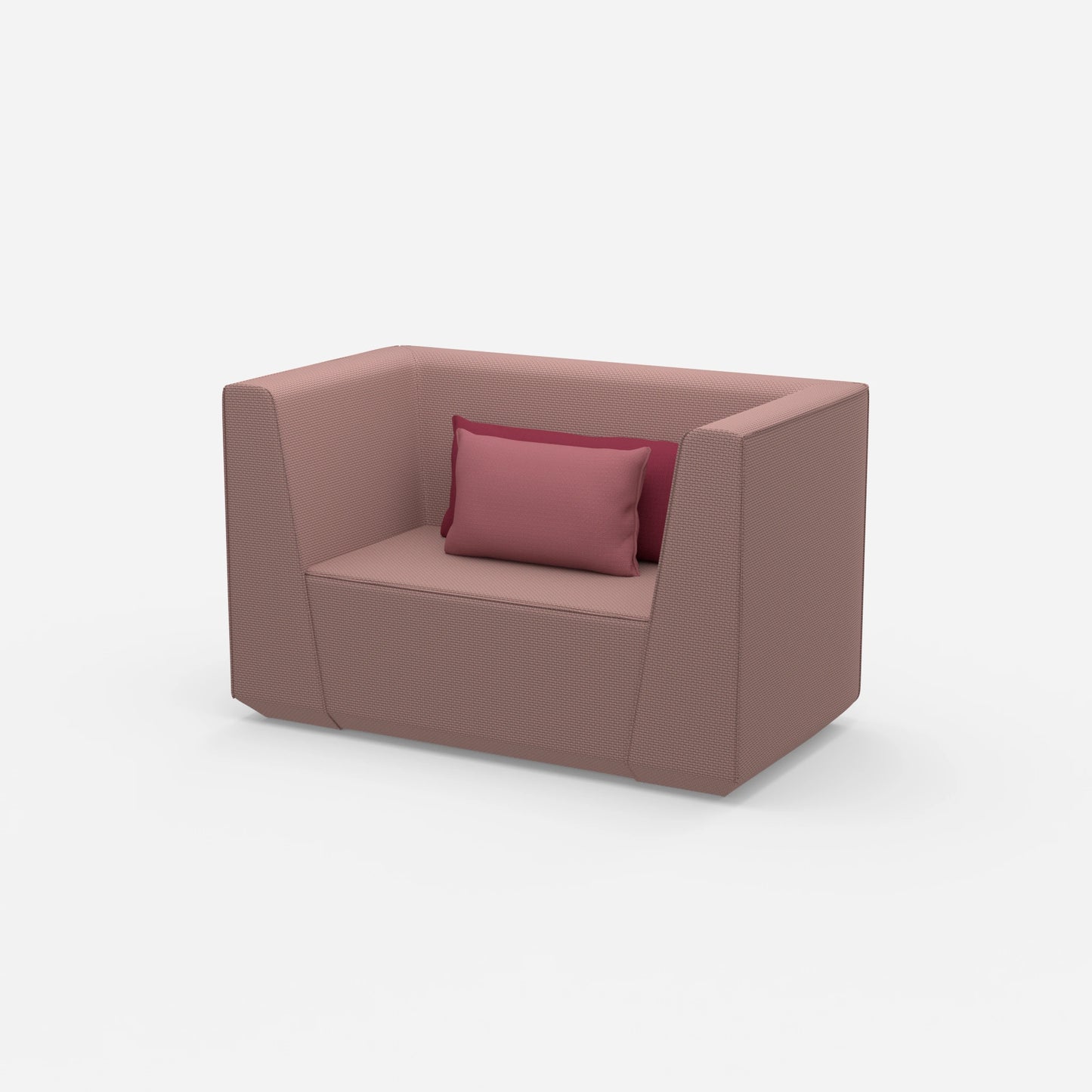 Upholstered armchair with high backrest from the side