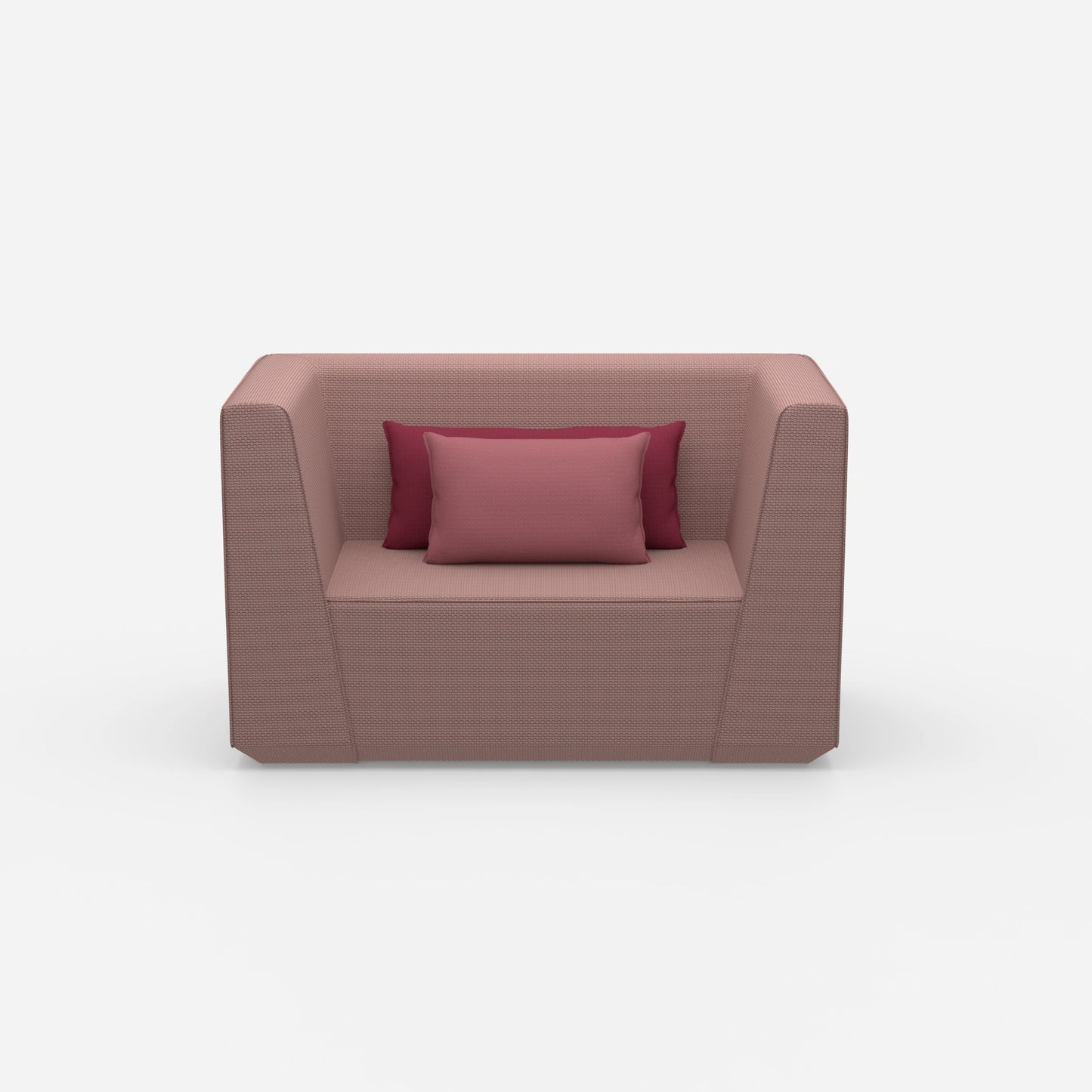 Upholstered armchair with high backrest from the front
