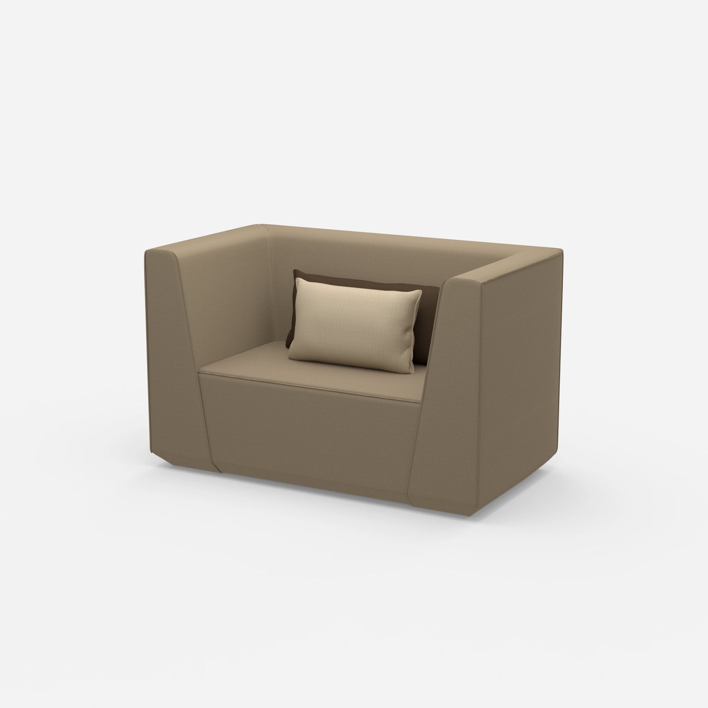 Upholstered armchair with high backrest from the side