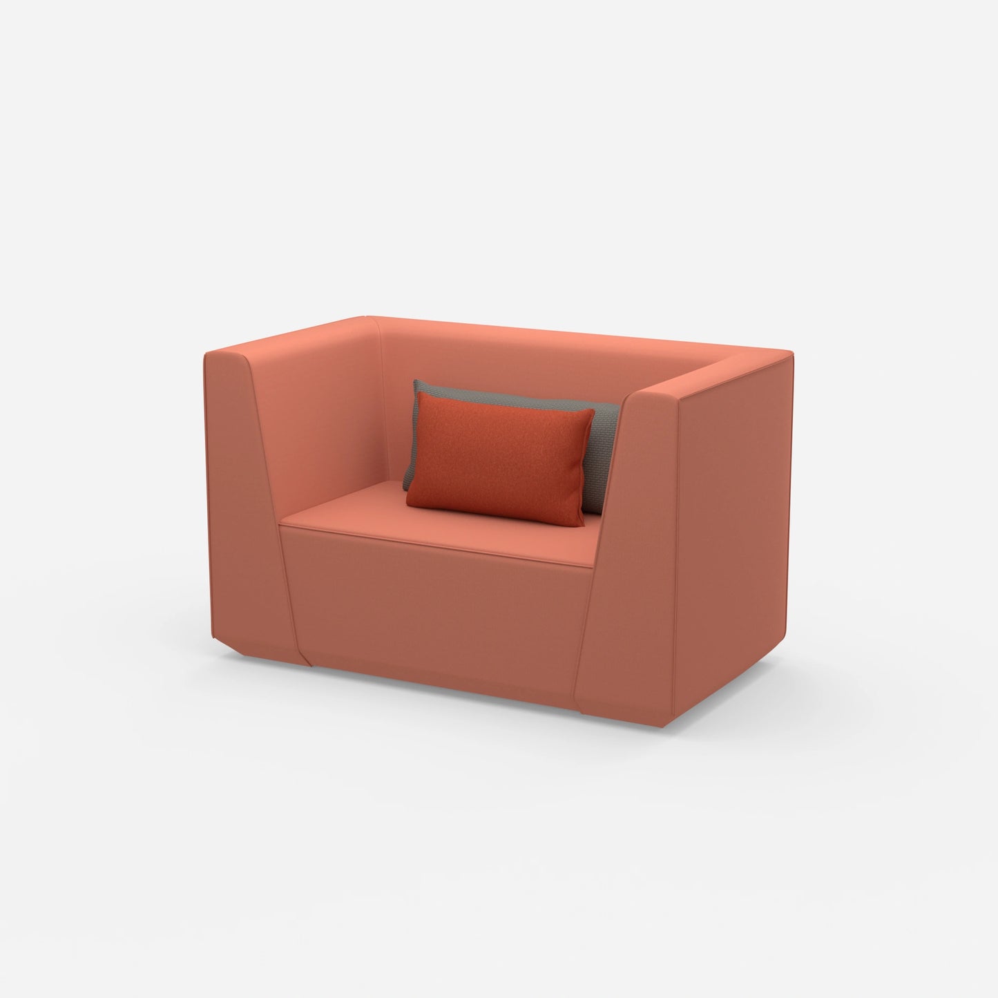 Upholstered armchair with high backrest from the side
