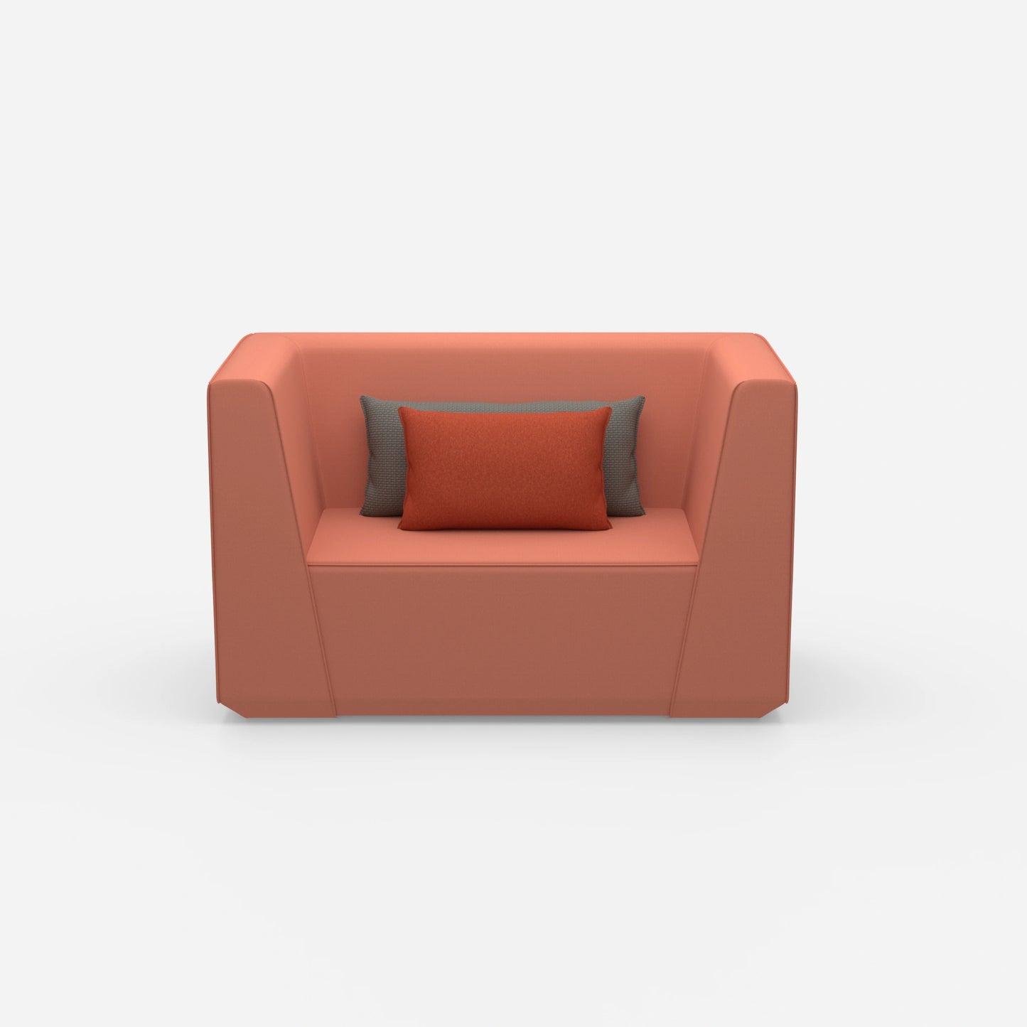 Upholstered armchair with high backrest from the front