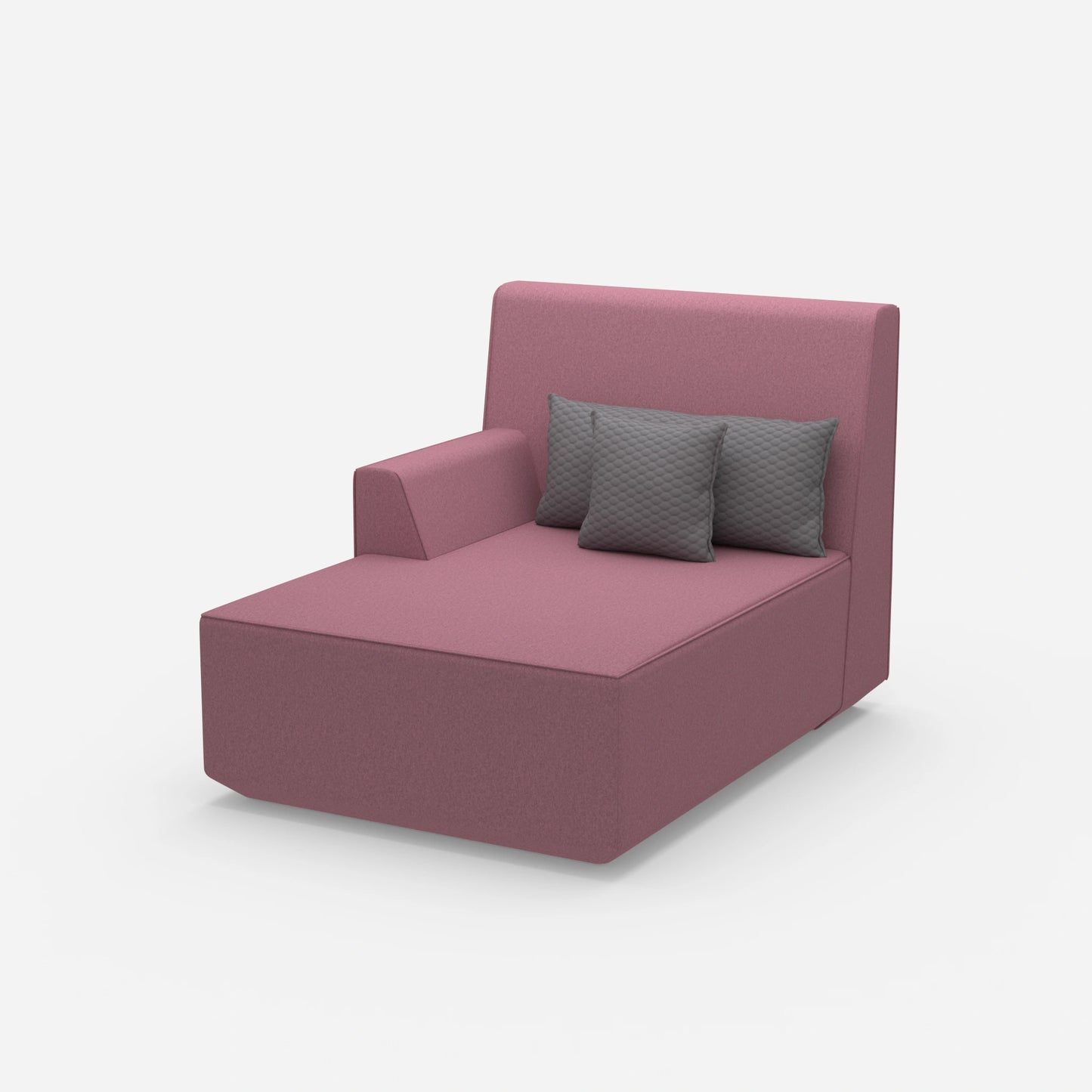 Pink chaise longue 100 cm wide from the side