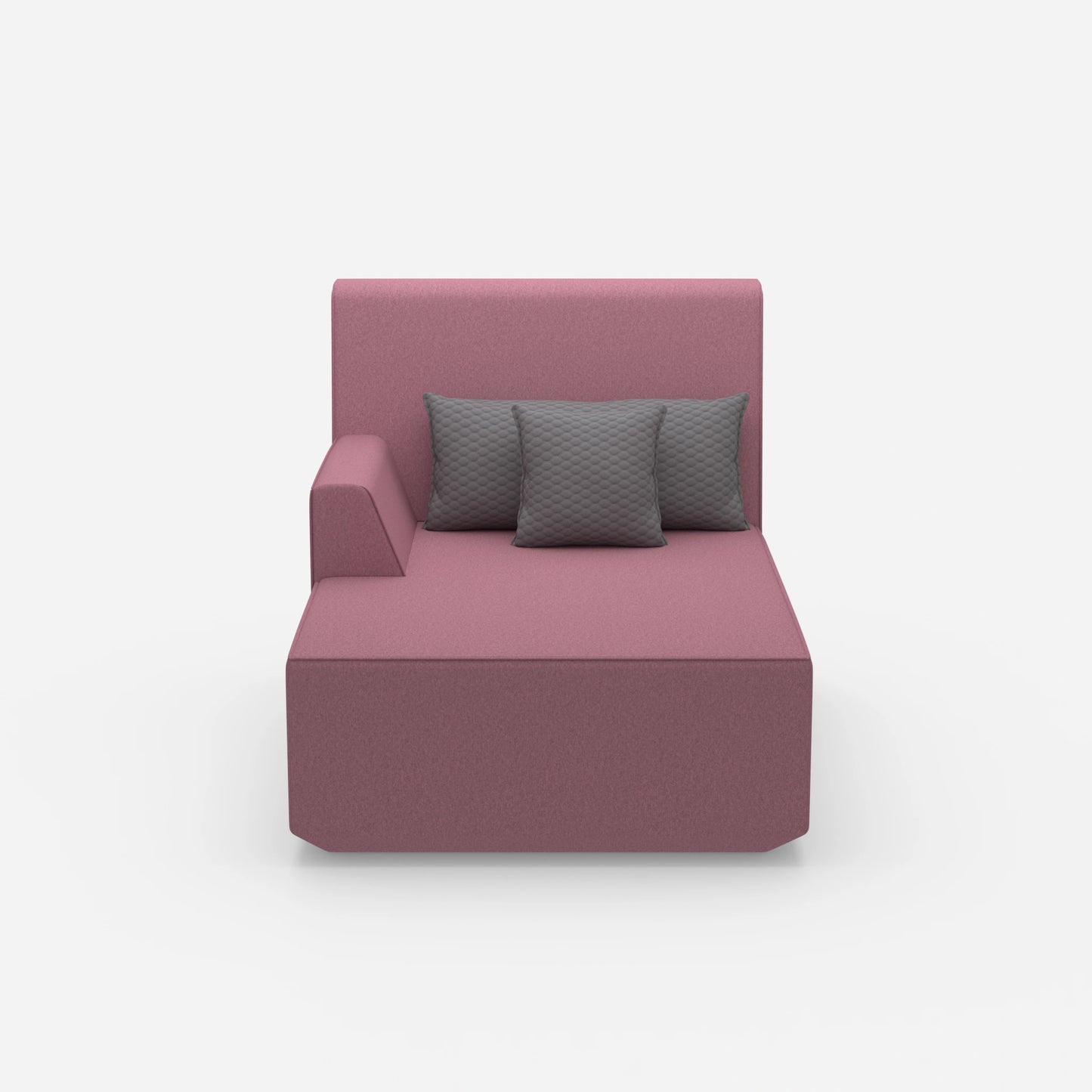 Pink recamiere 100 cm wide from the front