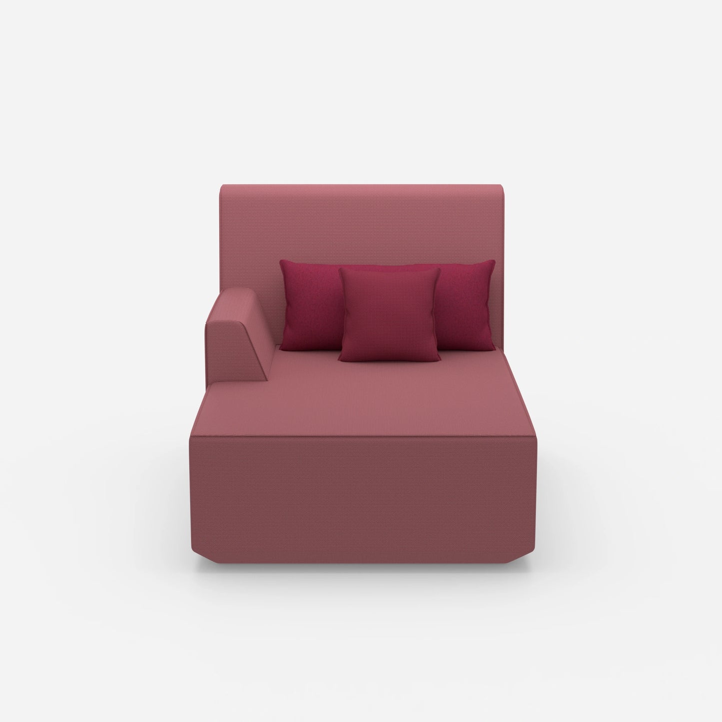 Pink recamiere 100 cm wide from the front