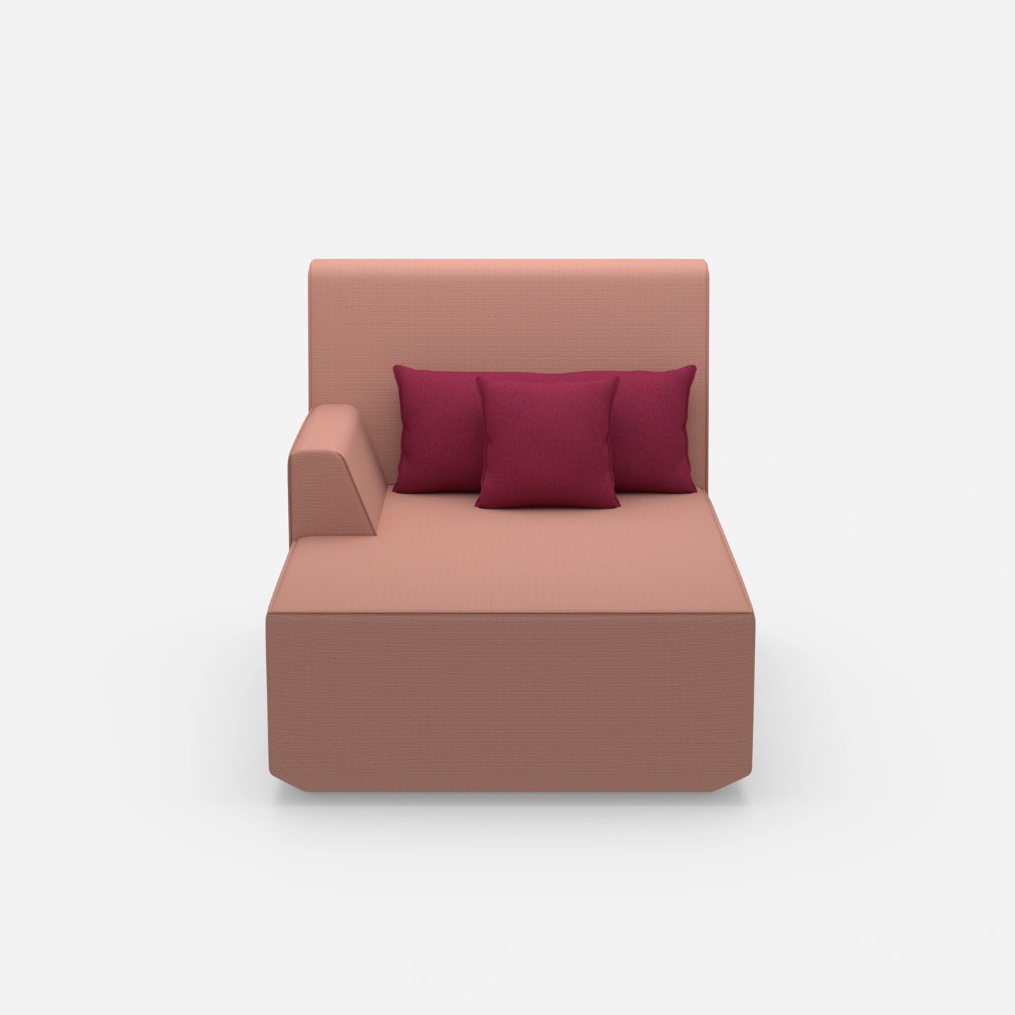 Pink recamiere 100 cm wide from the front
