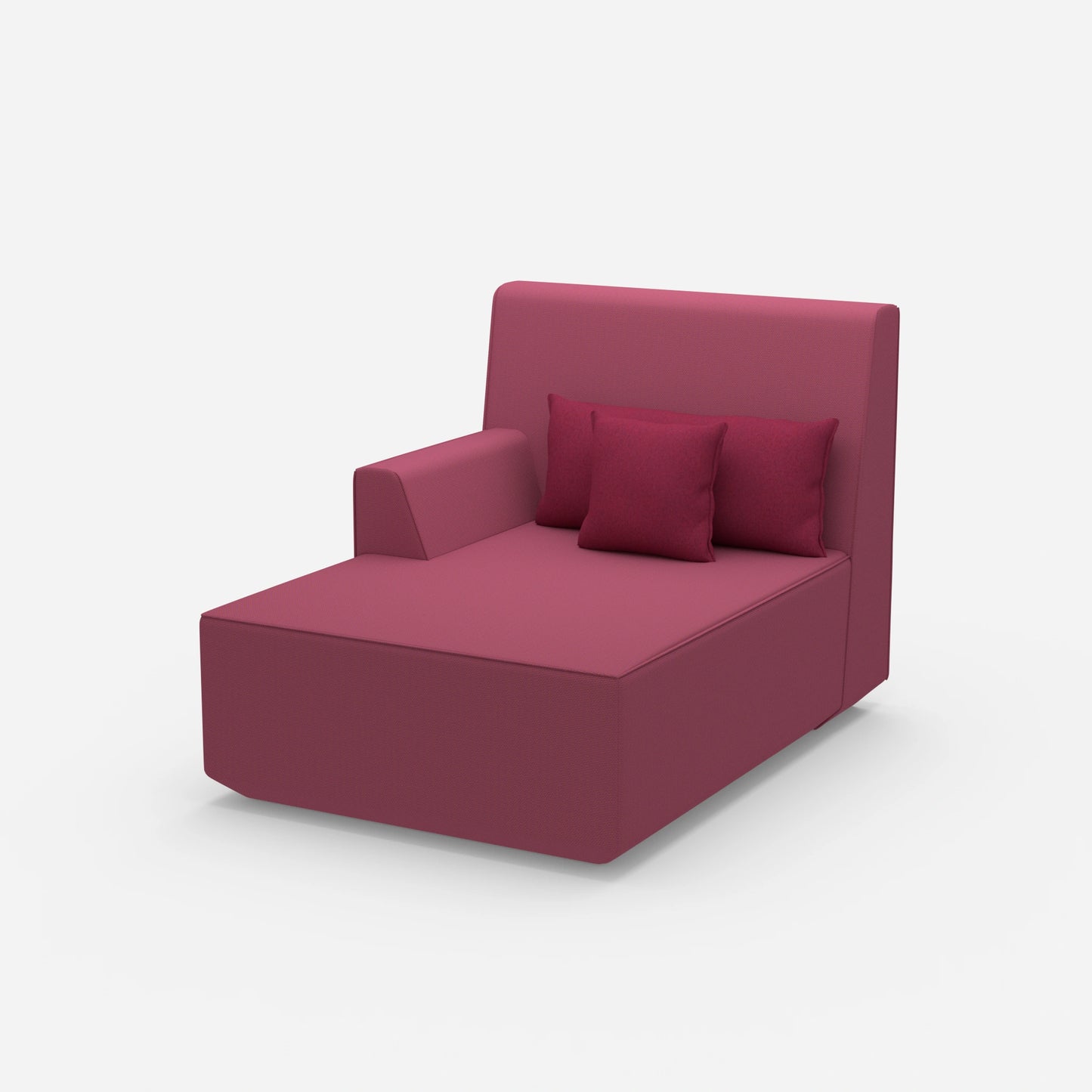 Pink chaise longue 100 cm wide from the side
