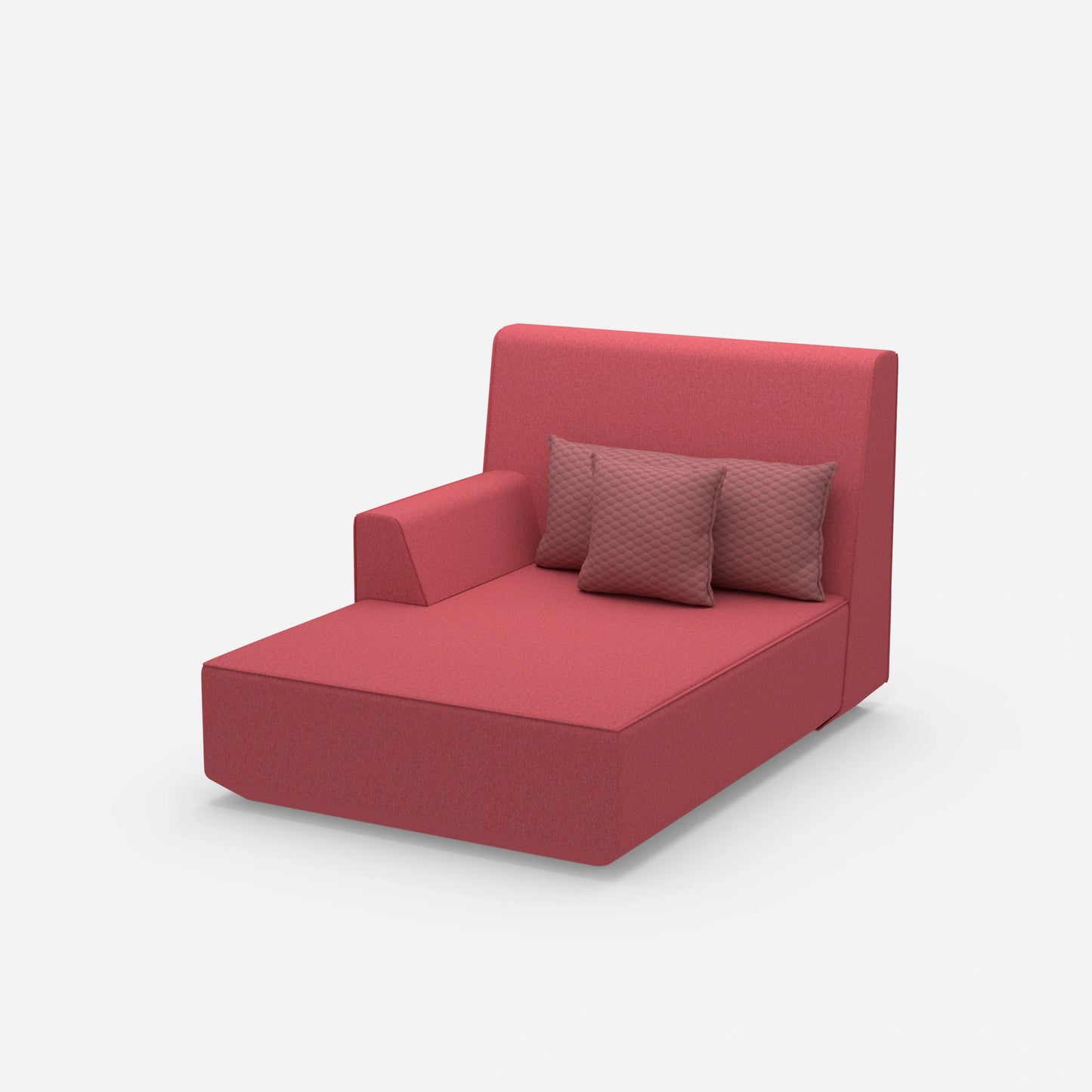Pink chaise longue with high backrest from the side