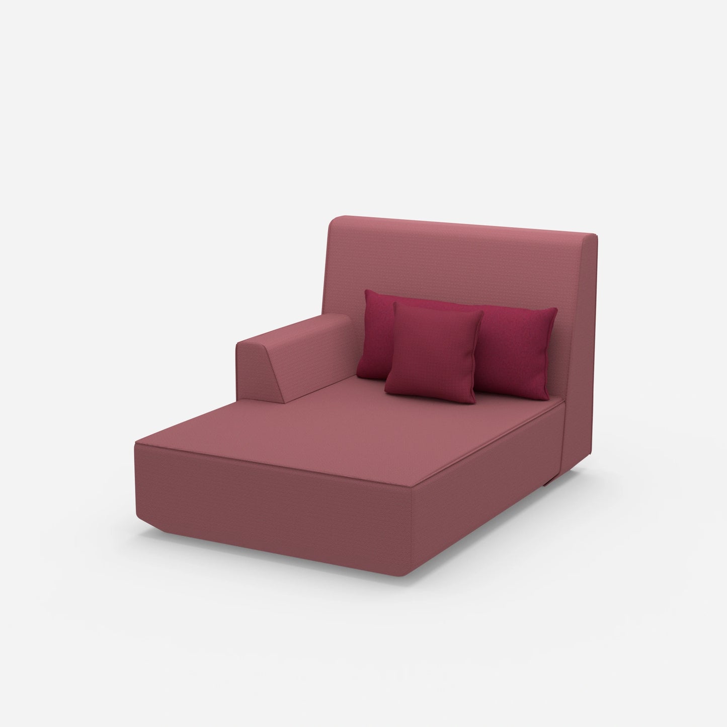 Pink chaise longue with high backrest from the side