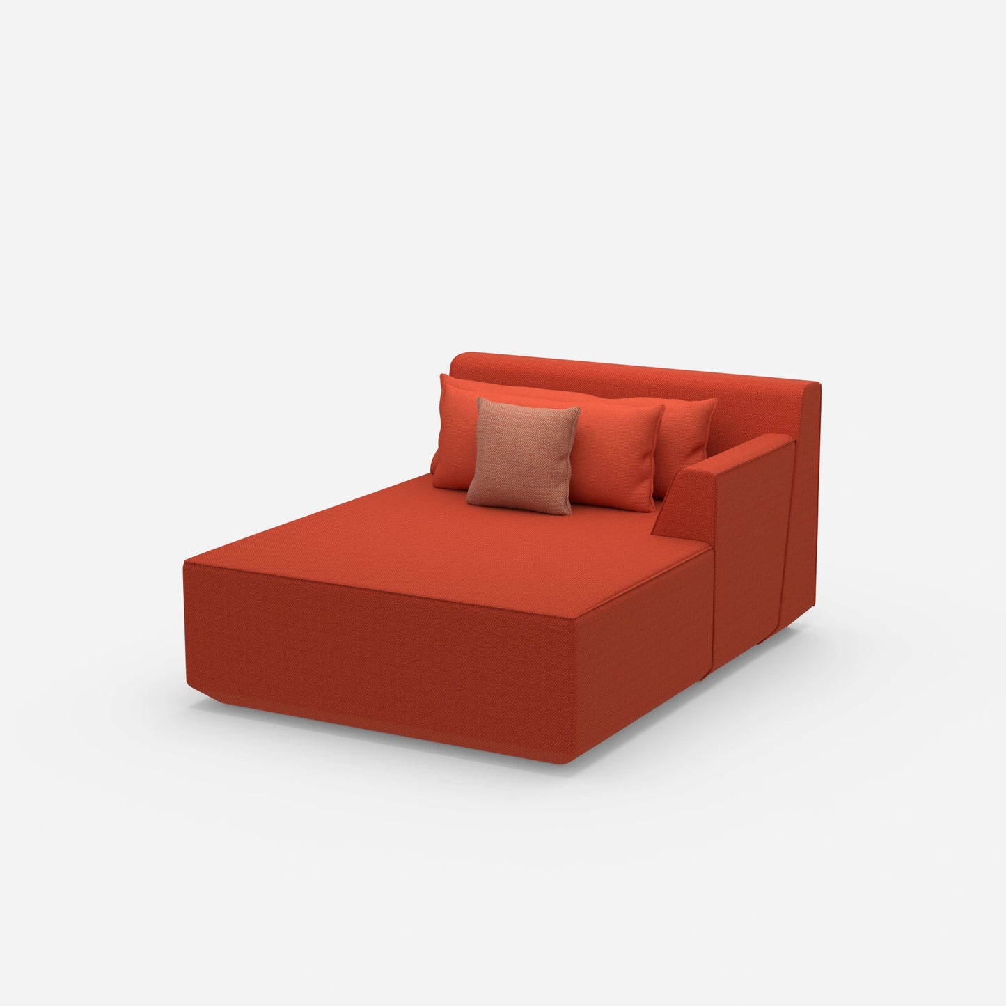 Red chaise longue 120 cm wide from the side